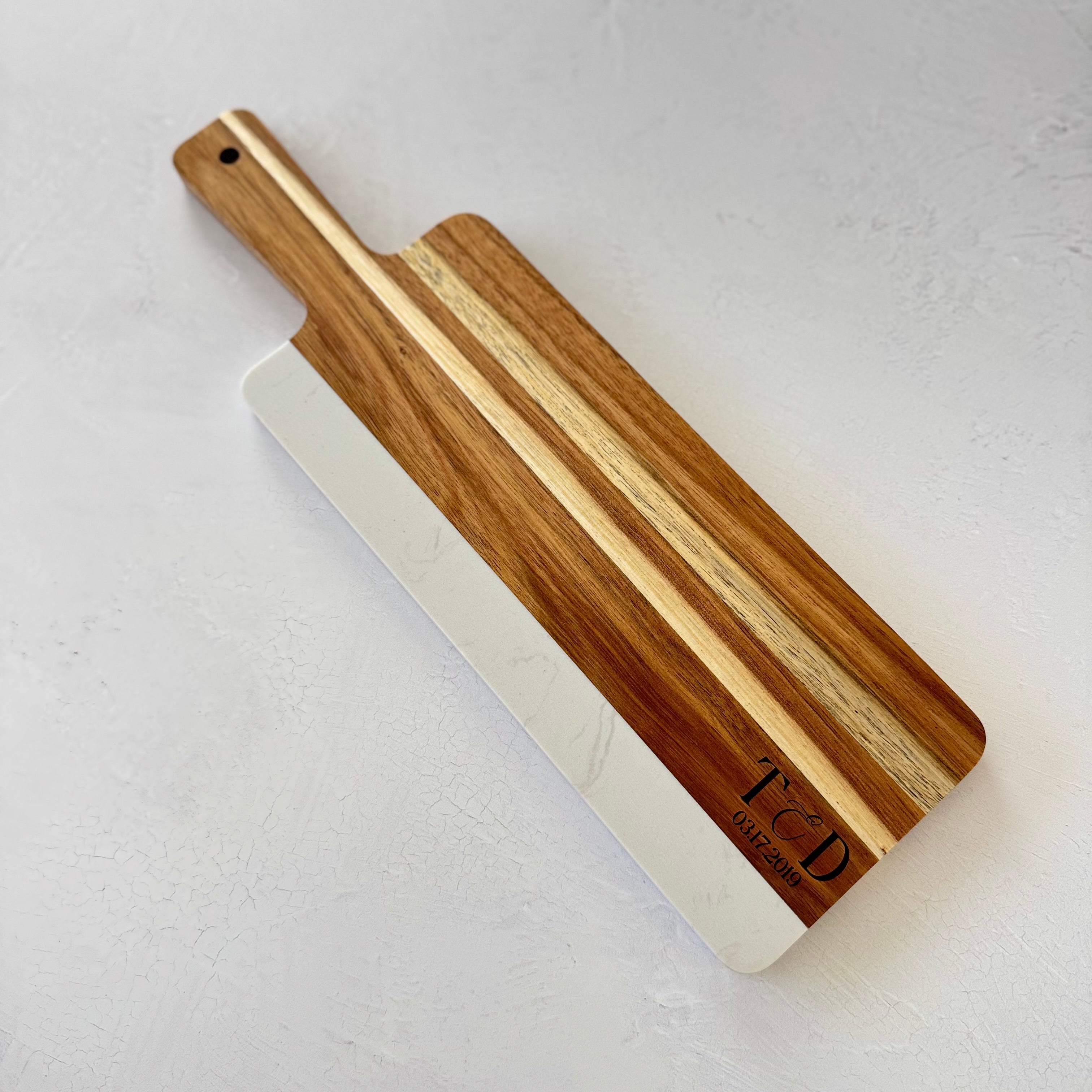 Personalized Marble and Wood Cutting Board