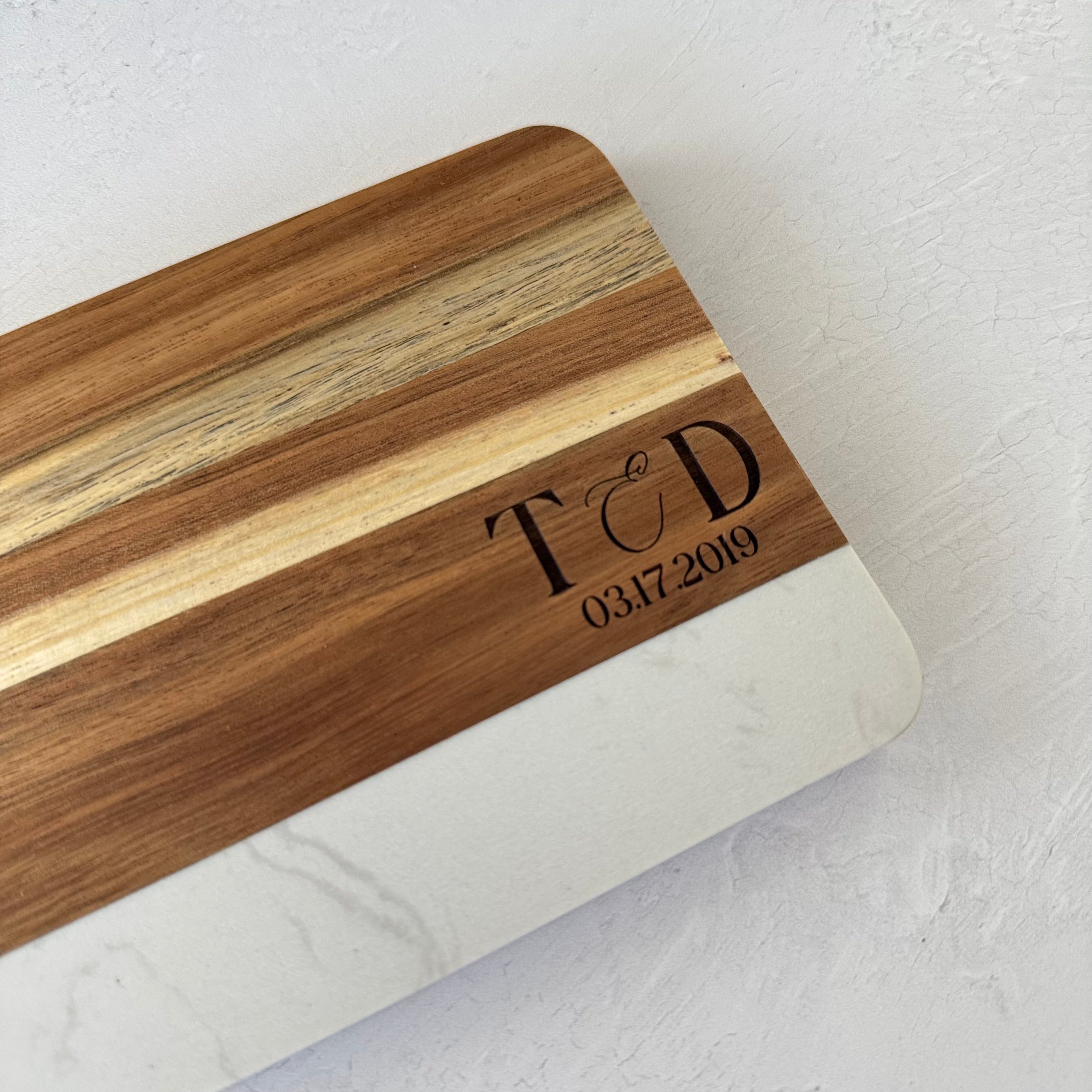Personalized Marble and Wood Cutting Board