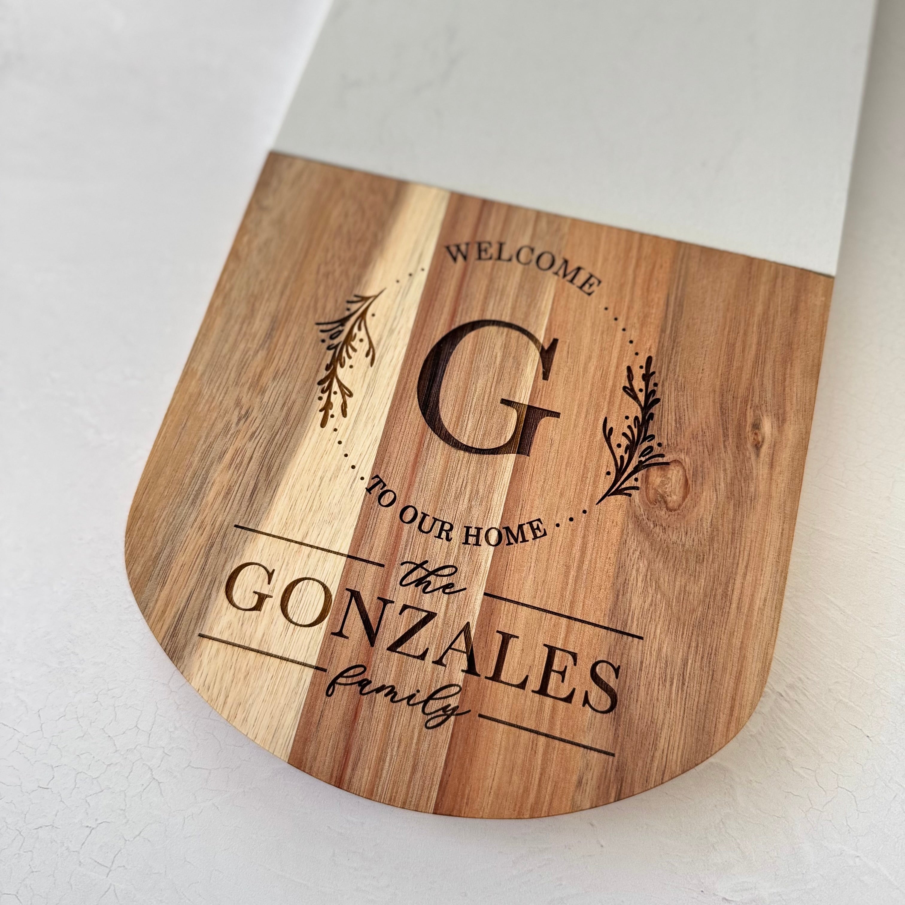 Personalized Marble and Wood Cutting Board