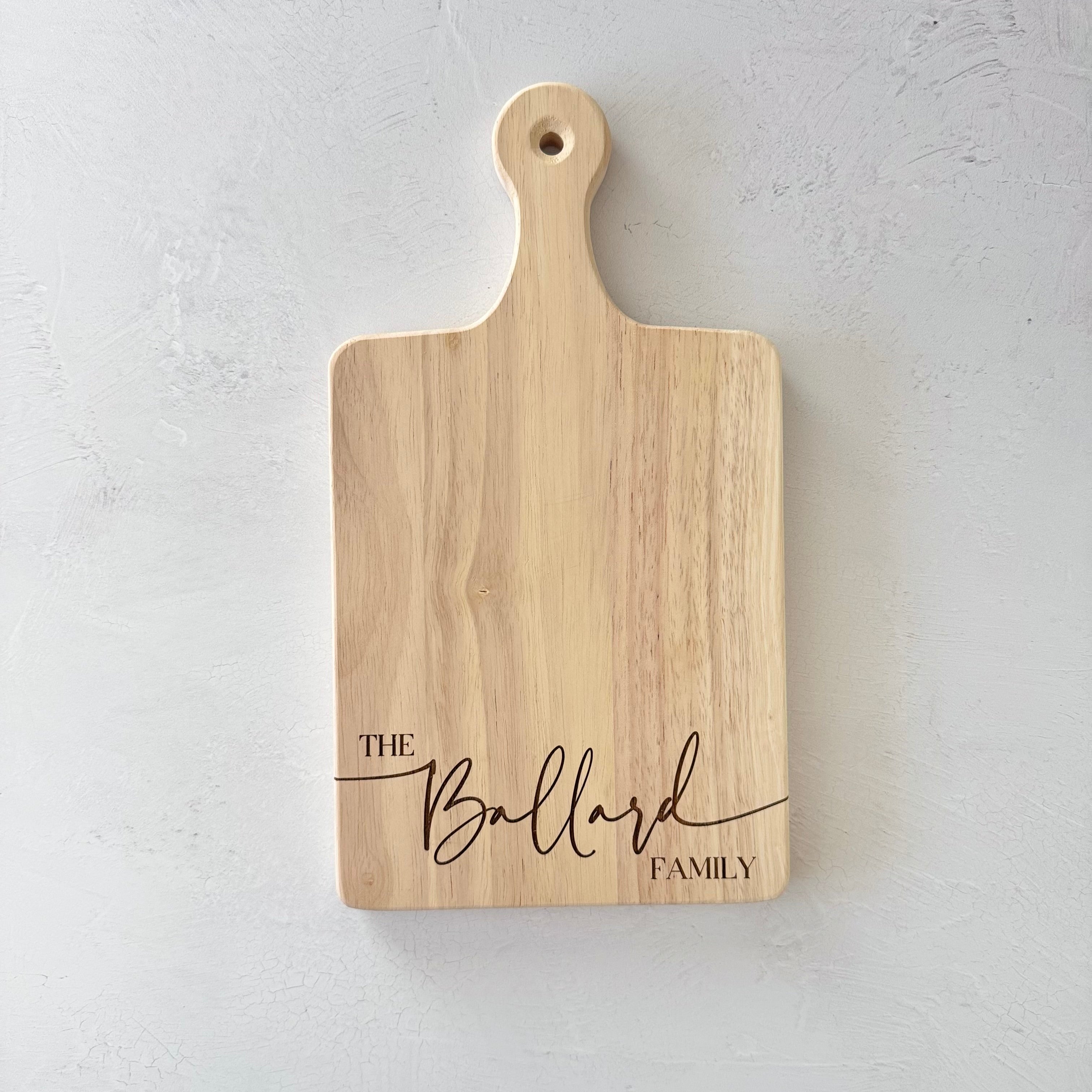 Custom Engraved Bread and Charcuterie Board with Handle