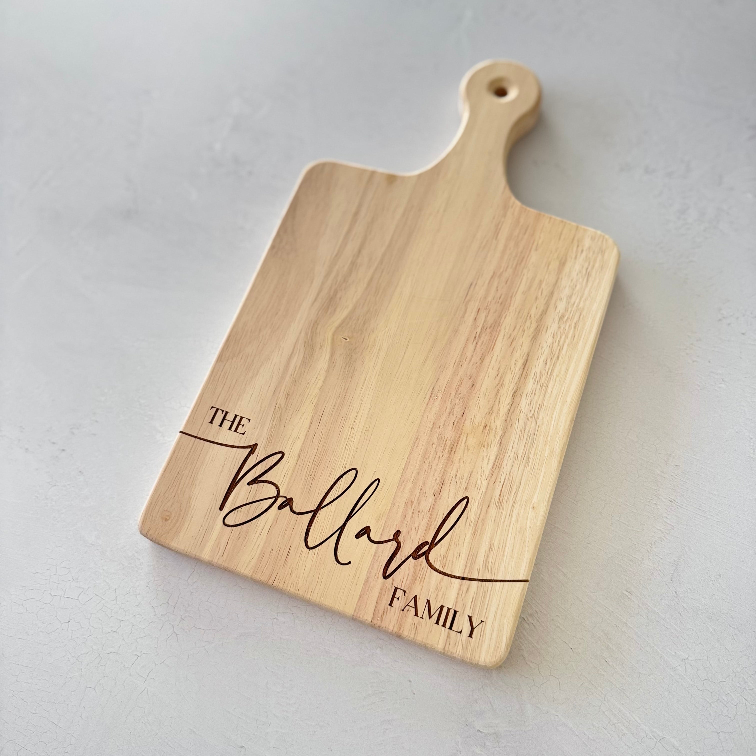 Custom Engraved Bread and Charcuterie Board with Handle