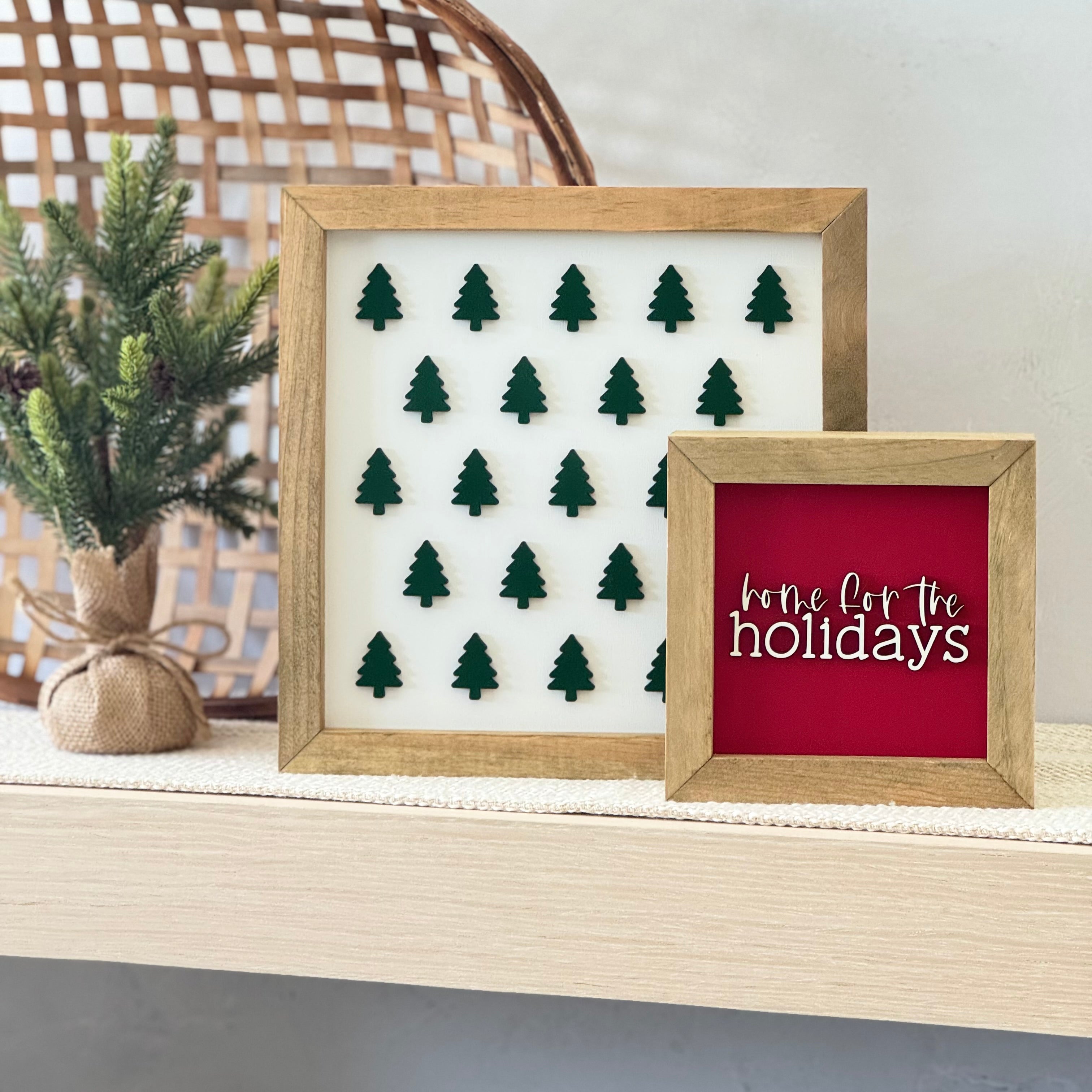 Home For The Holidays Wooden Framed Christmas Sign