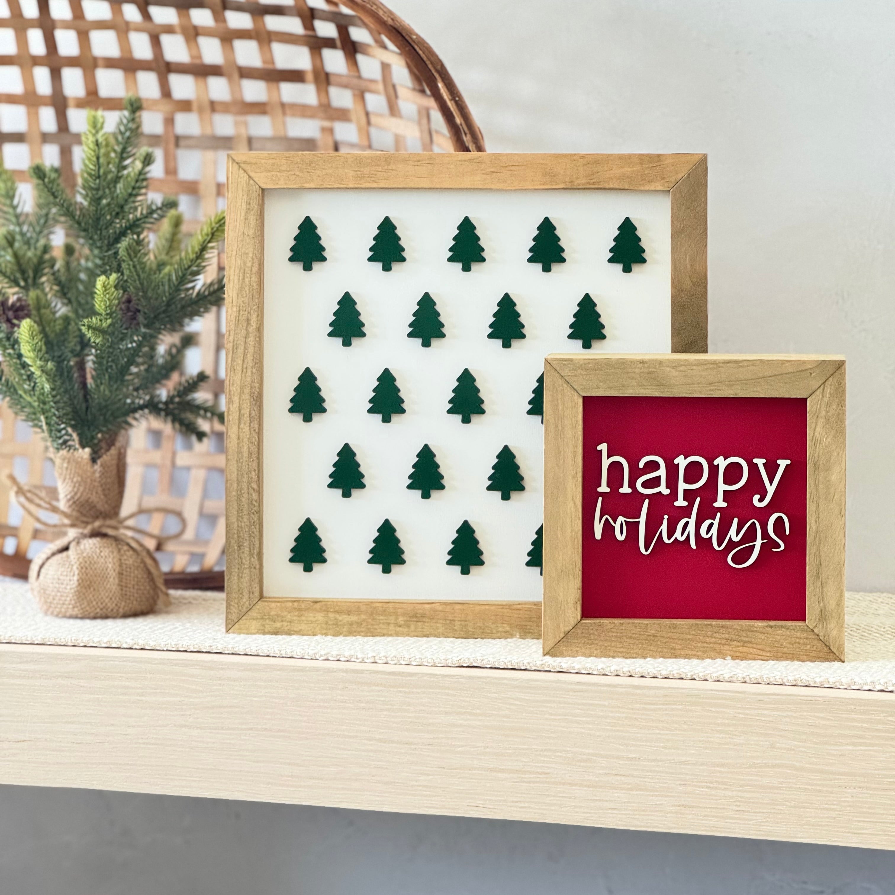 Happy Holidays Wooden Framed Christmas Sign