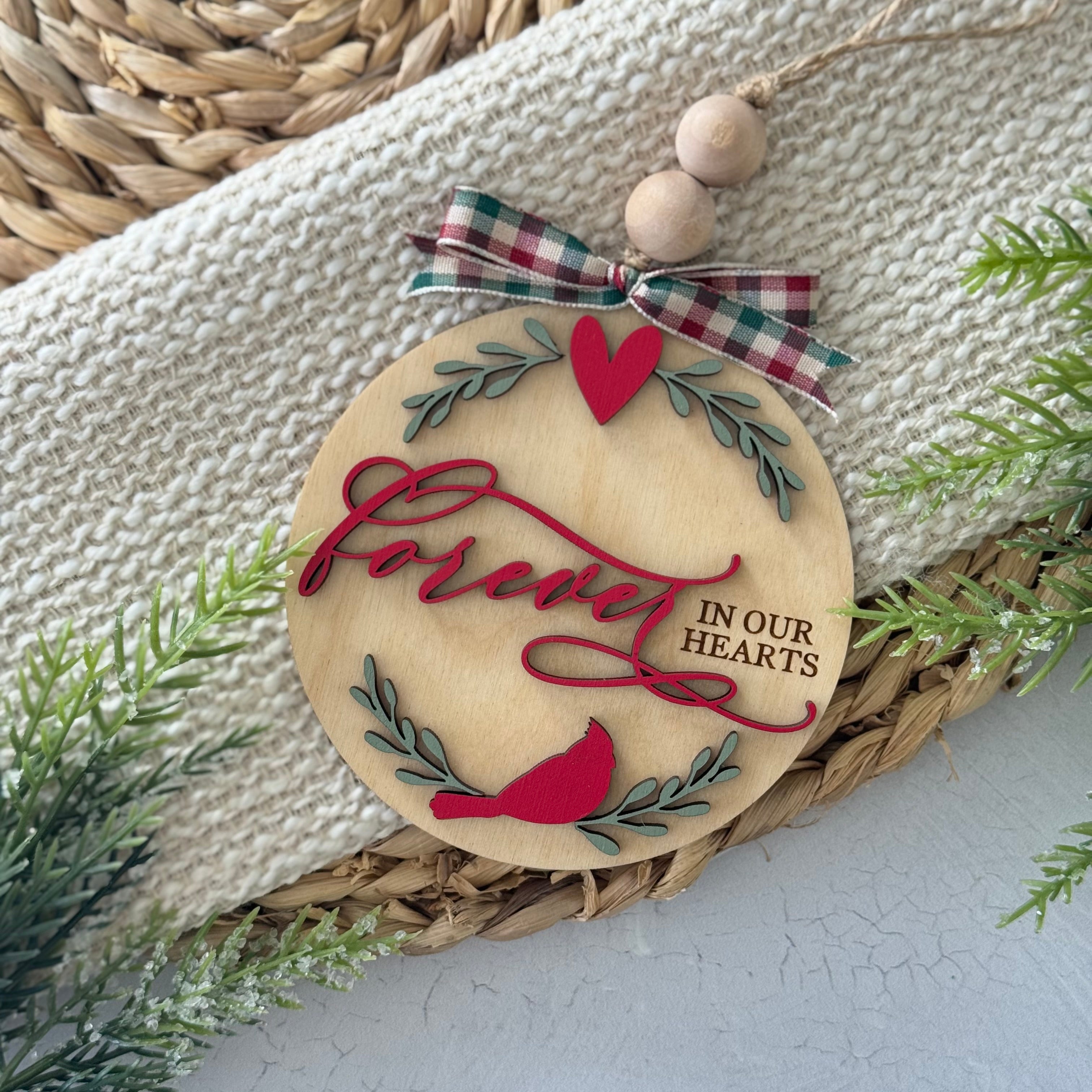Forever In Our Hearts Cardinal Memorial Christmas Ornament