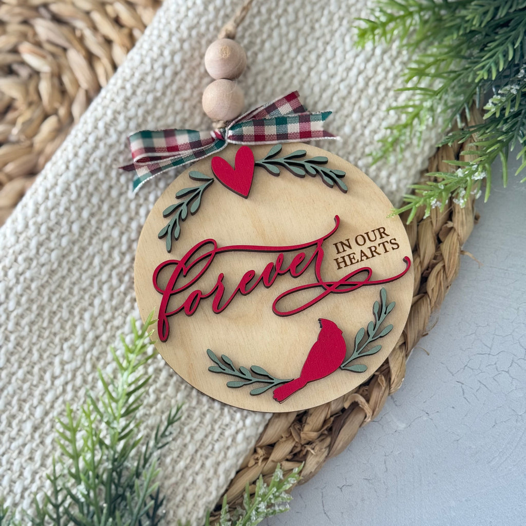 Forever In Our Hearts Cardinal Memorial Christmas Ornament
