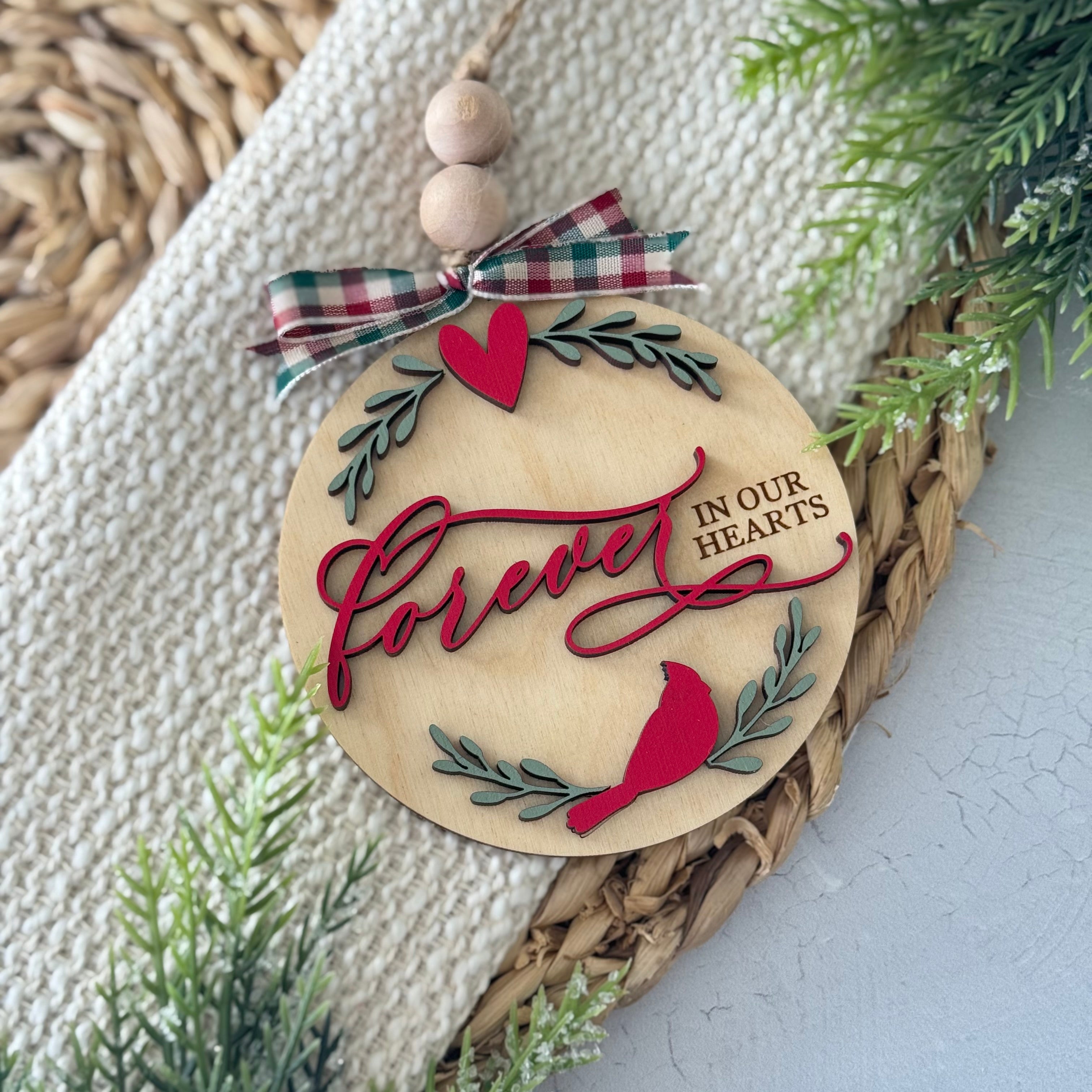 Forever In Our Hearts Cardinal Memorial Christmas Ornament