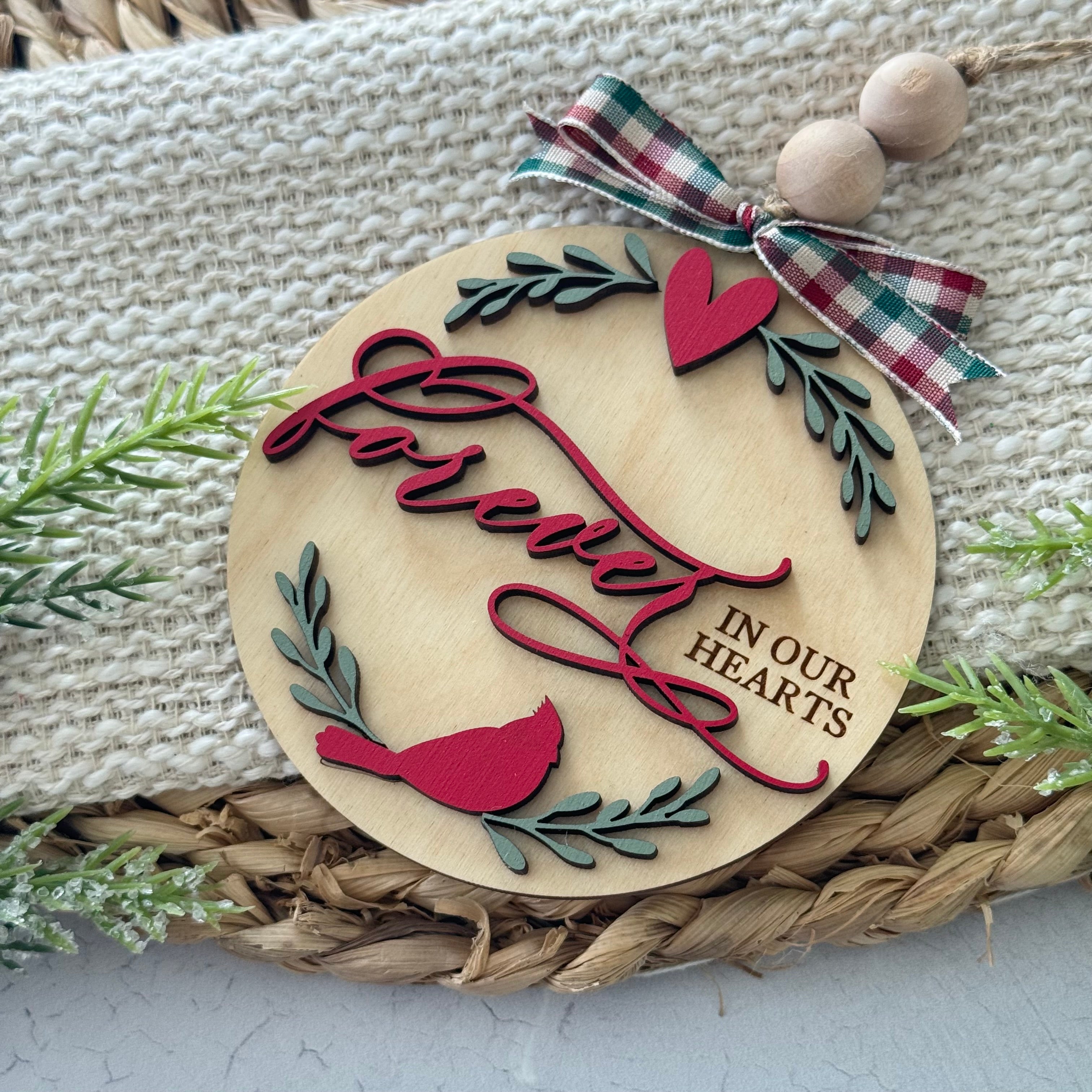 Forever In Our Hearts Cardinal Memorial Christmas Ornament