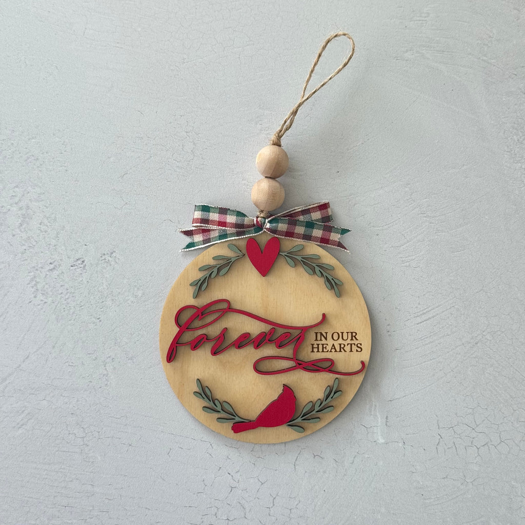 Forever In Our Hearts Cardinal Memorial Christmas Ornament