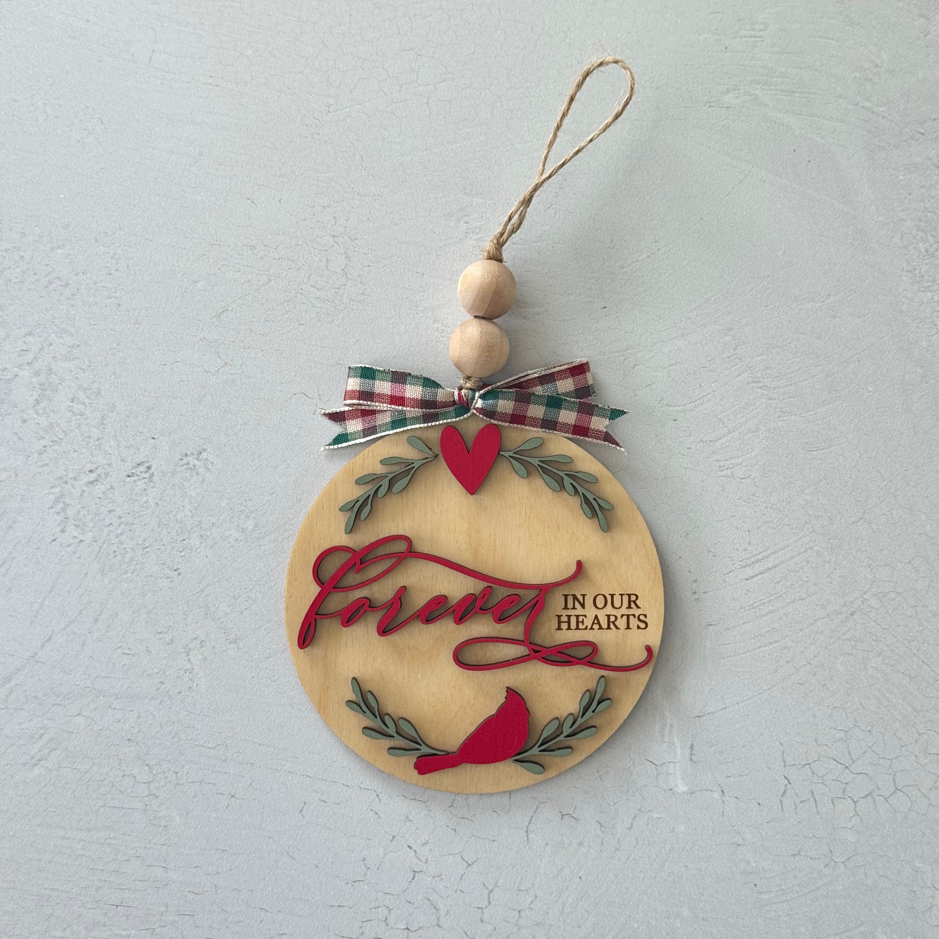 Forever In Our Hearts Cardinal Memorial Christmas Ornament