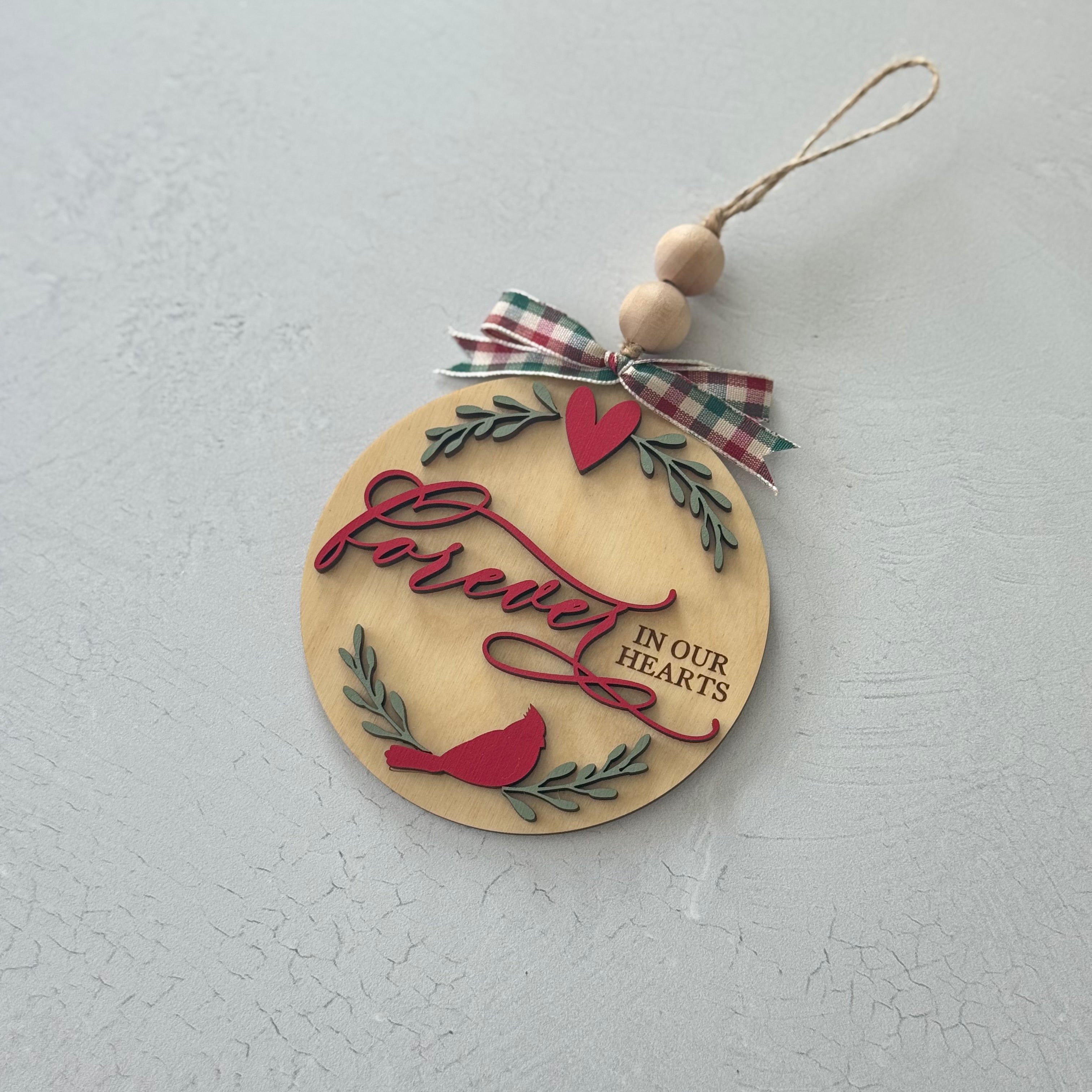 Forever In Our Hearts Cardinal Memorial Christmas Ornament