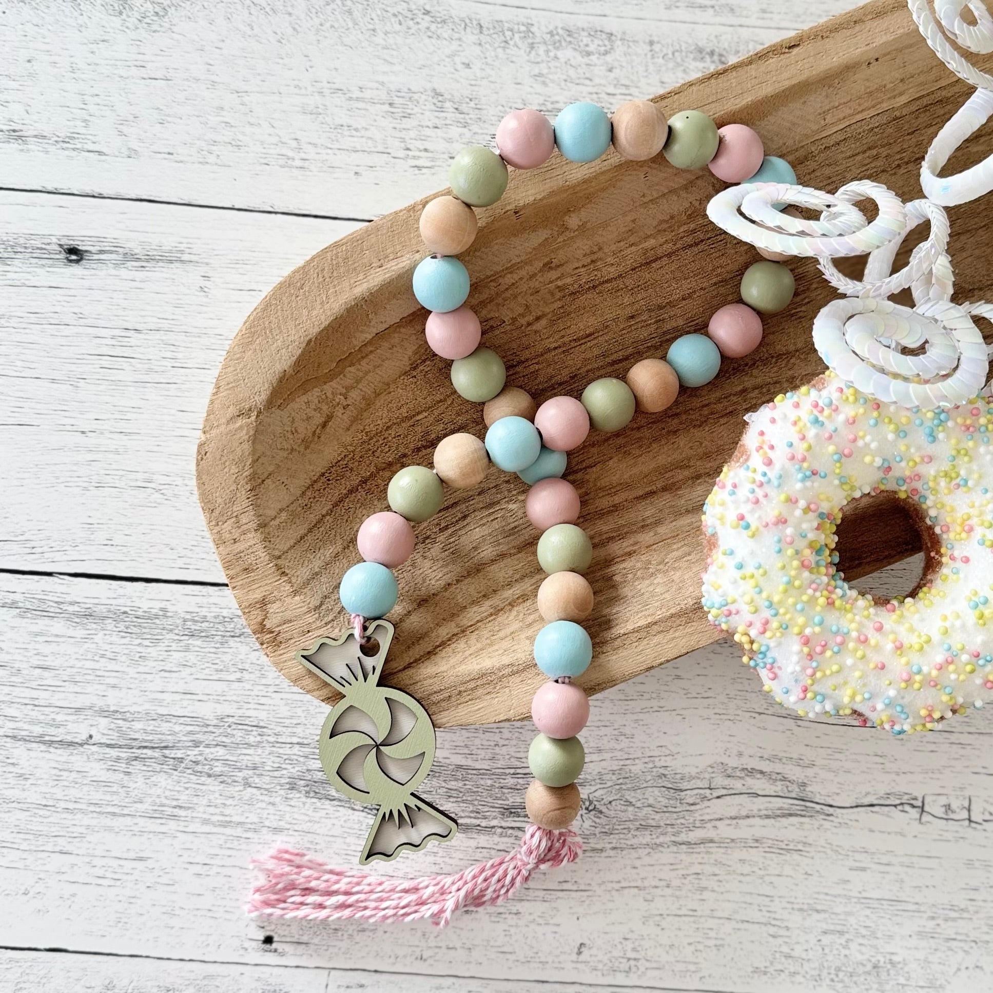 Candy Christmas Wooden Bead Garland
