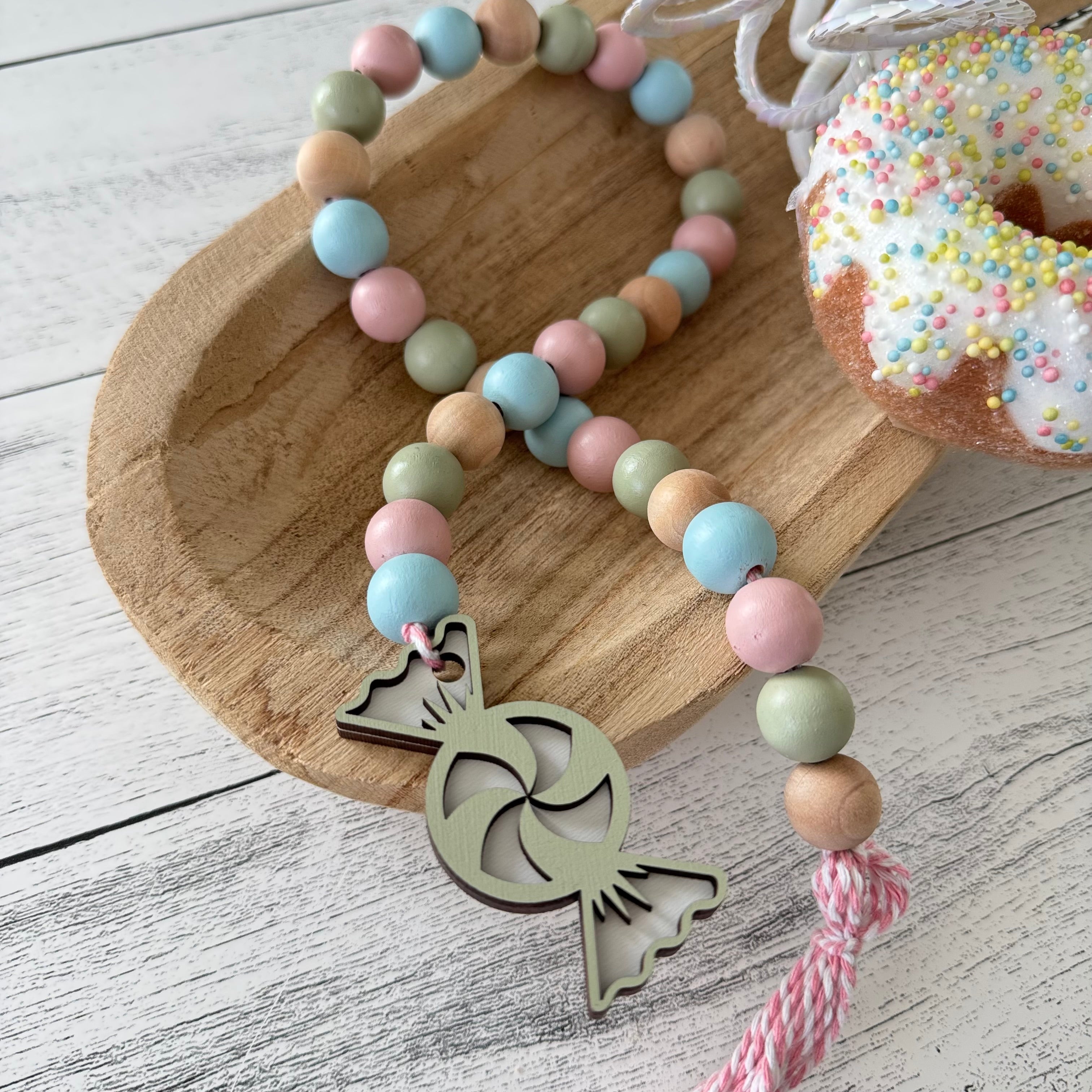 Candy Christmas Wooden Bead Garland