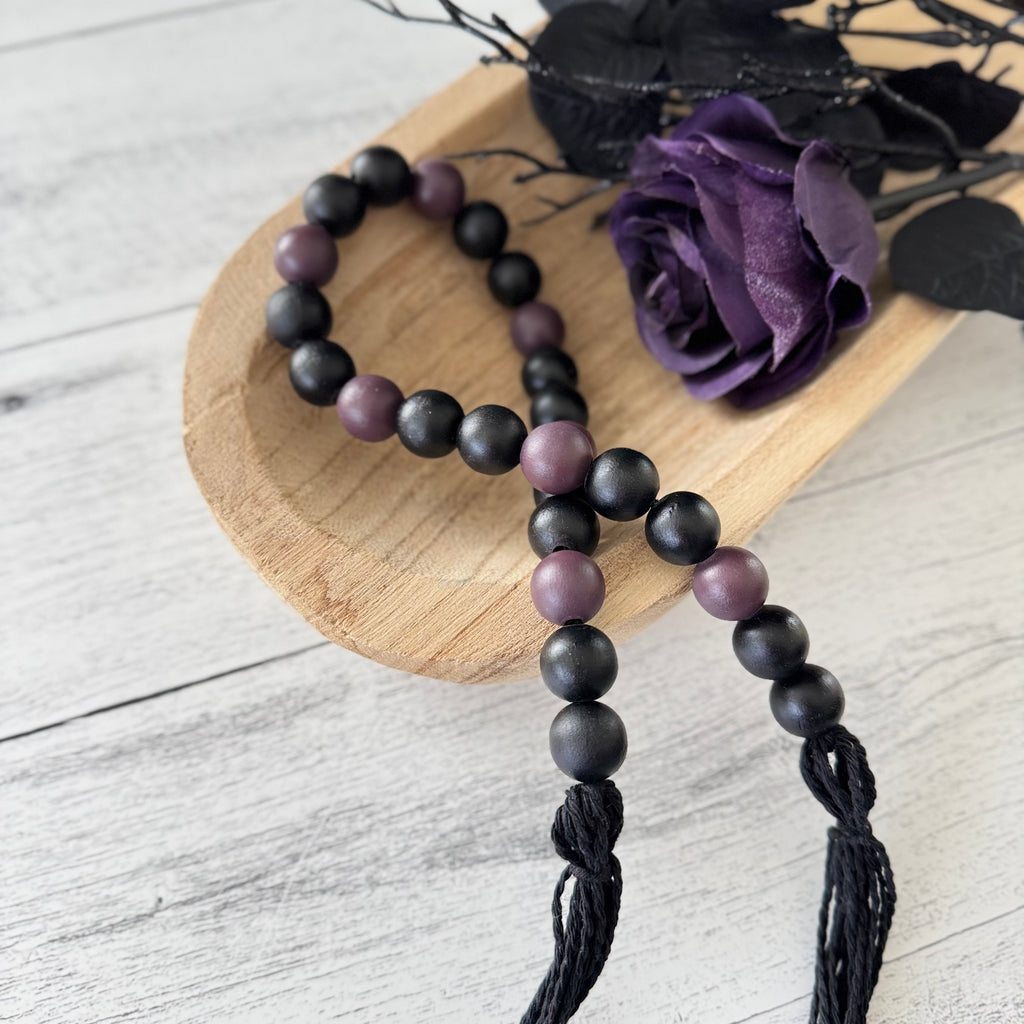 Black and Plum Wooden Bead Garland