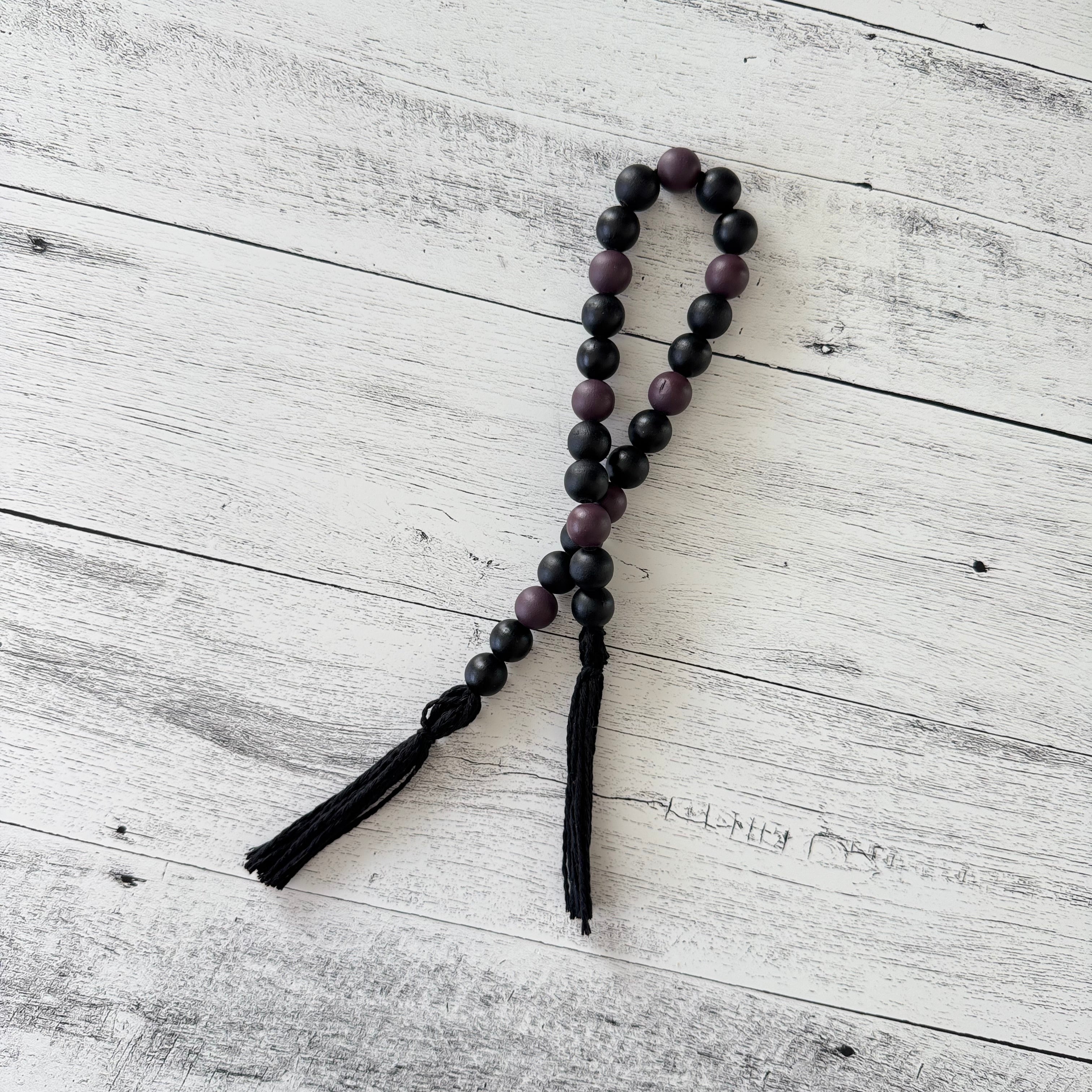 Black and Plum Wooden Bead Garland