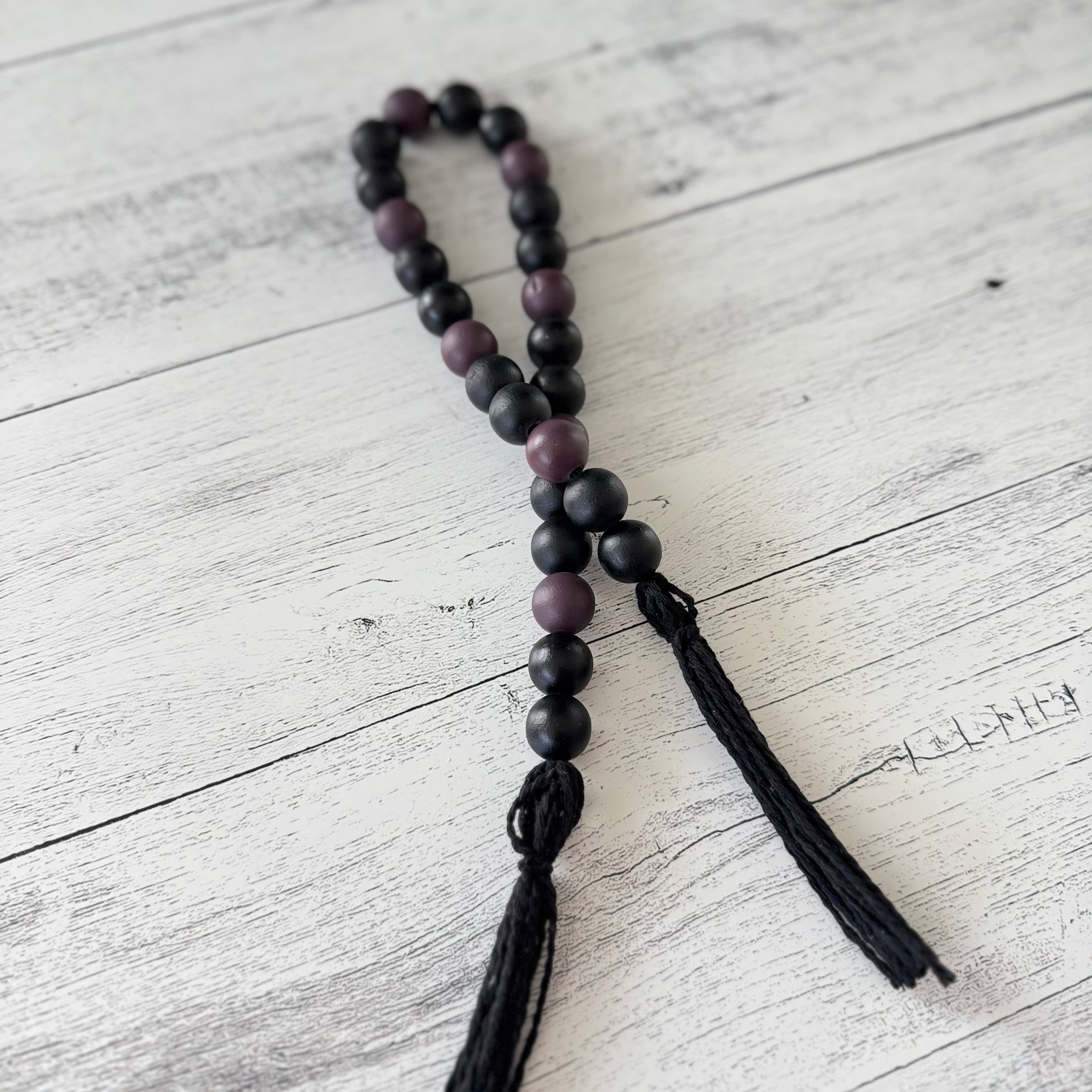 Black and Plum Wooden Bead Garland