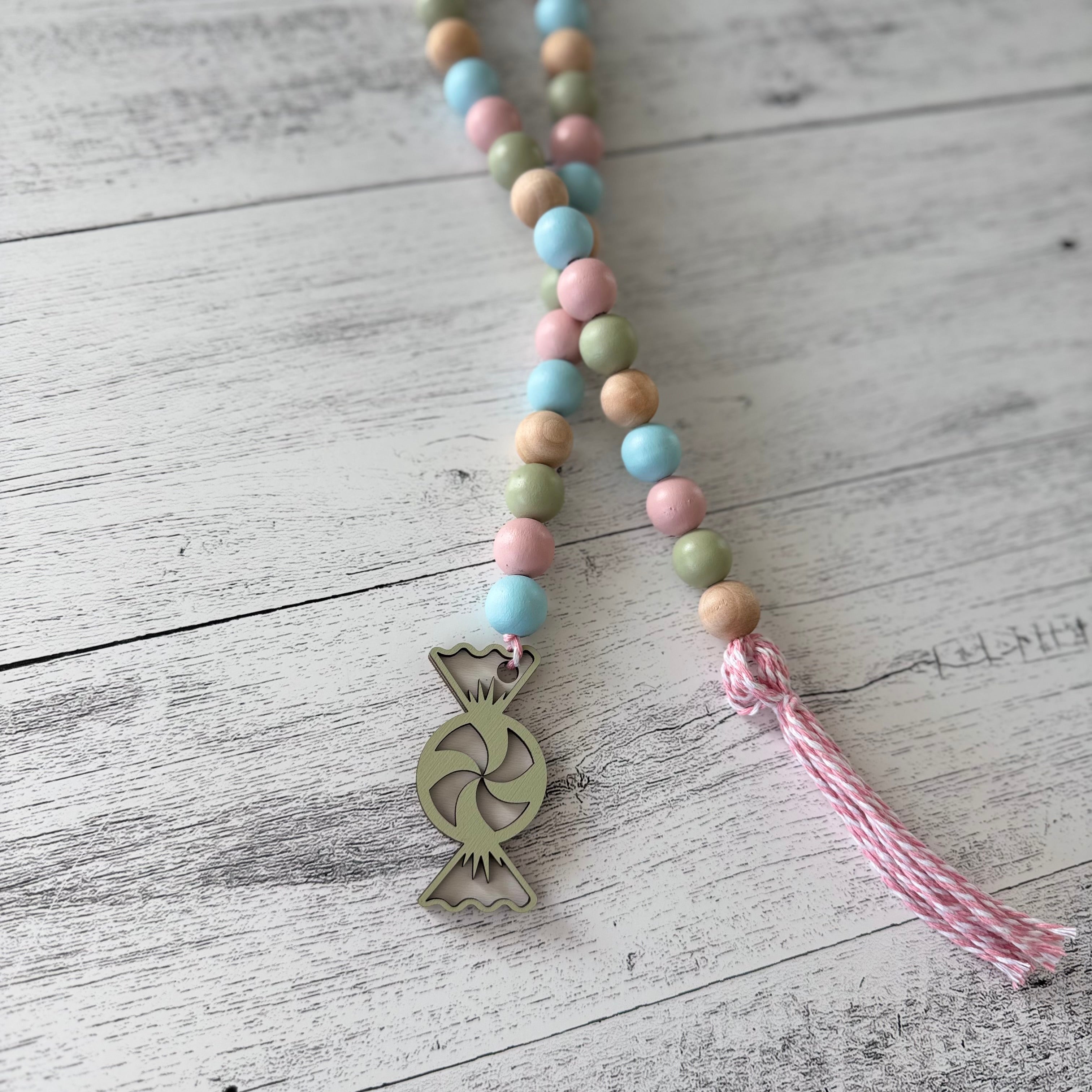 Candy Christmas Wooden Bead Garland