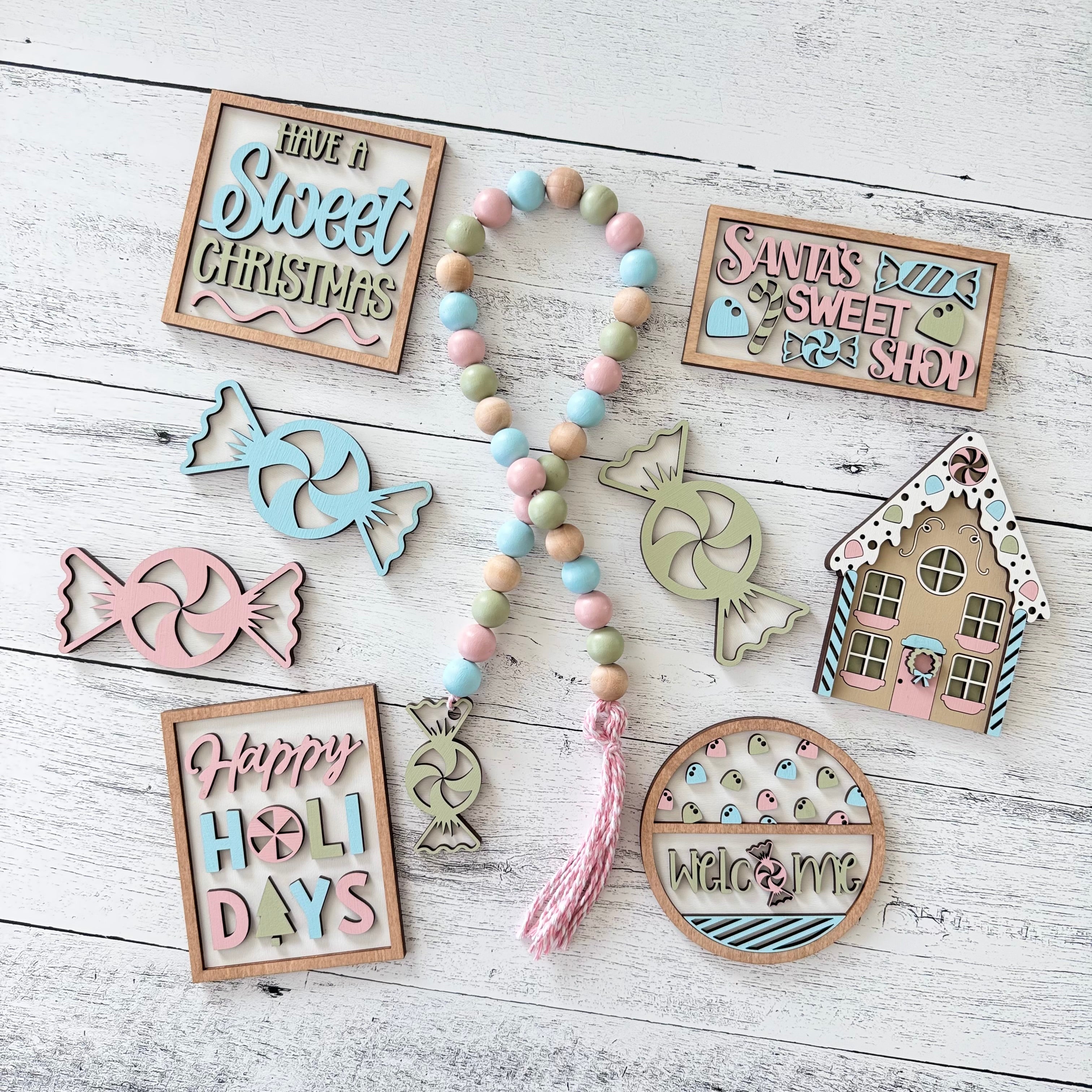 Candy Christmas Tiered Tray Decor Bundle