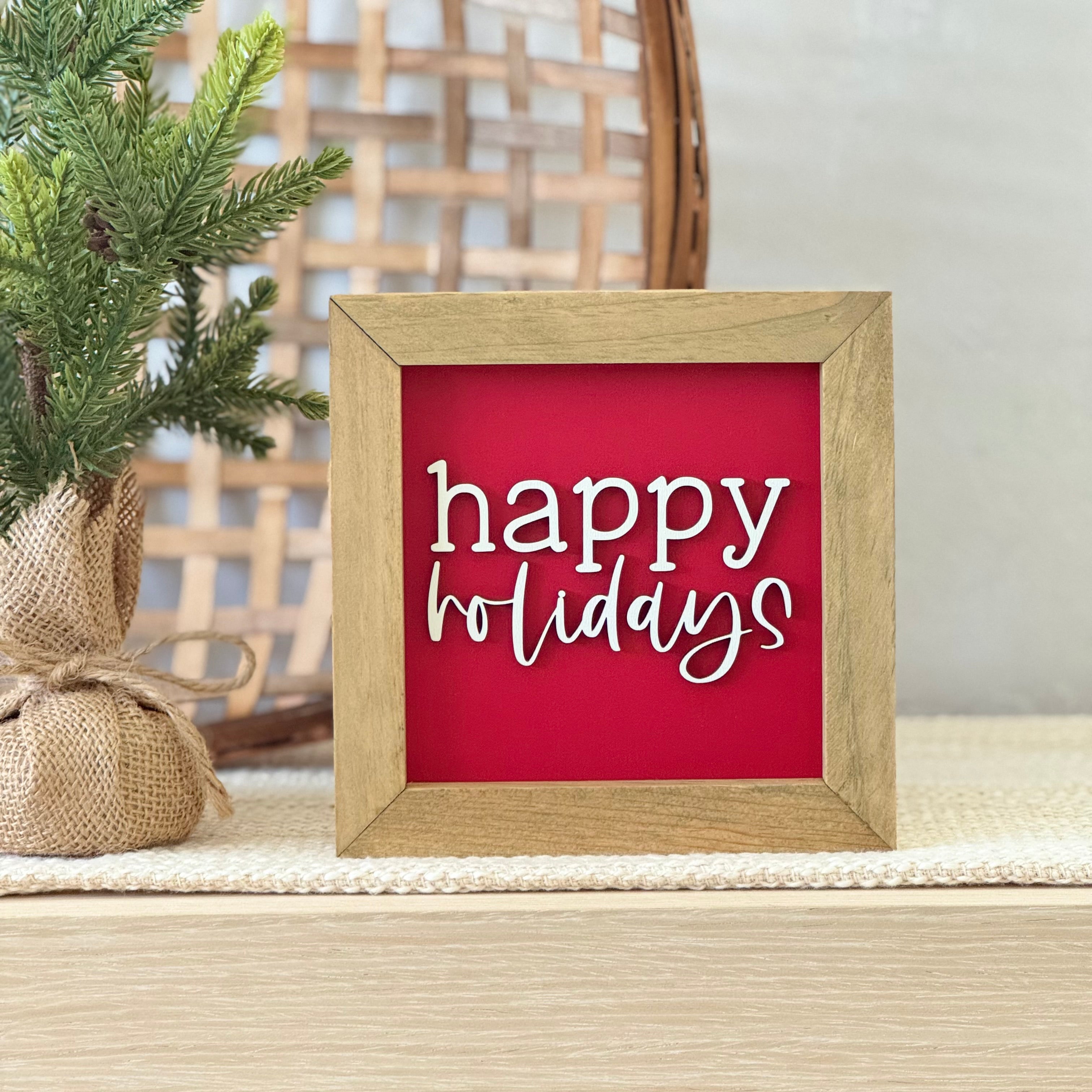 Happy Holidays Wooden Framed Christmas Sign