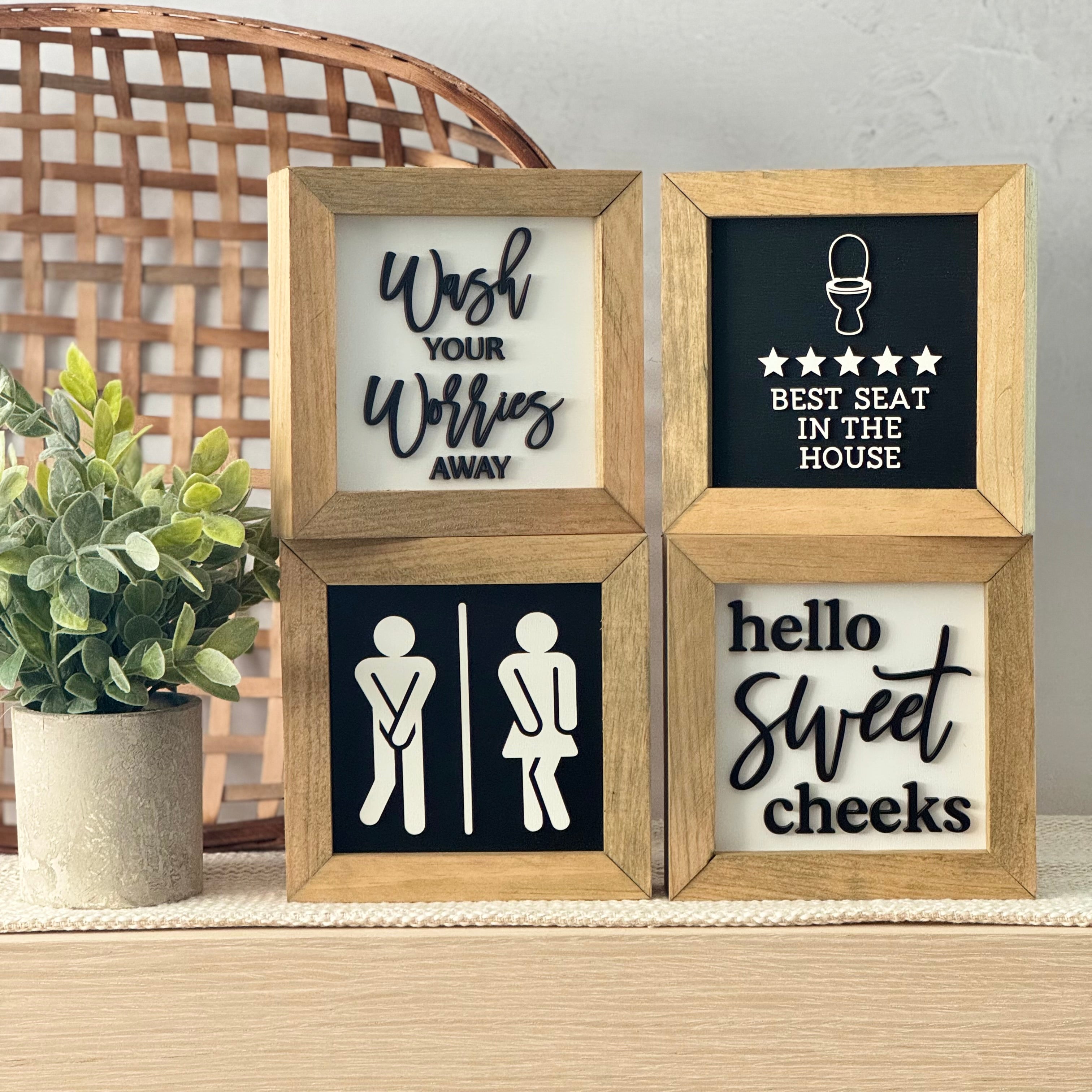 Mini Framed Bathroom Sign