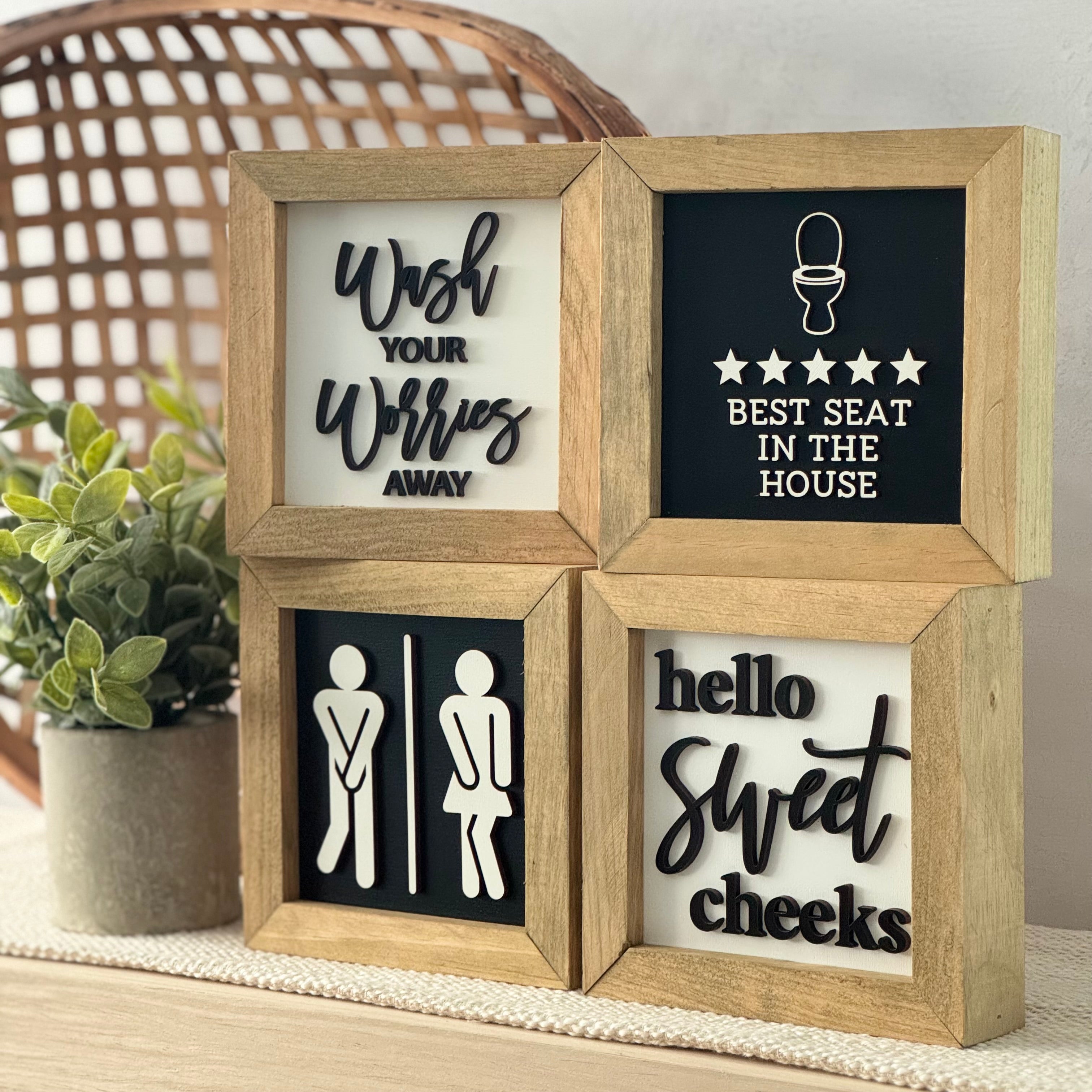 Mini Framed Bathroom Sign