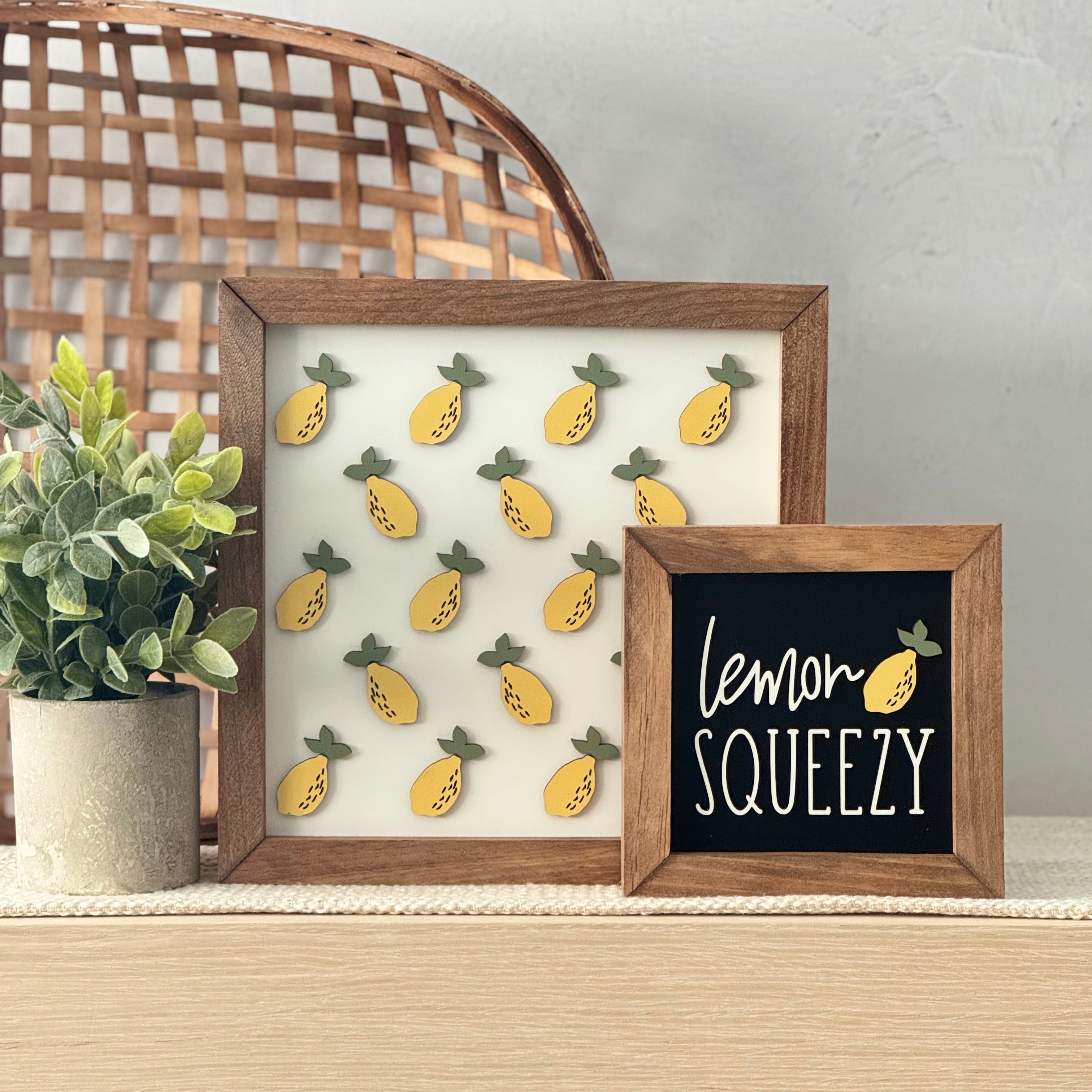 Lemon Squeezy Wooden Framed Lemon Sign