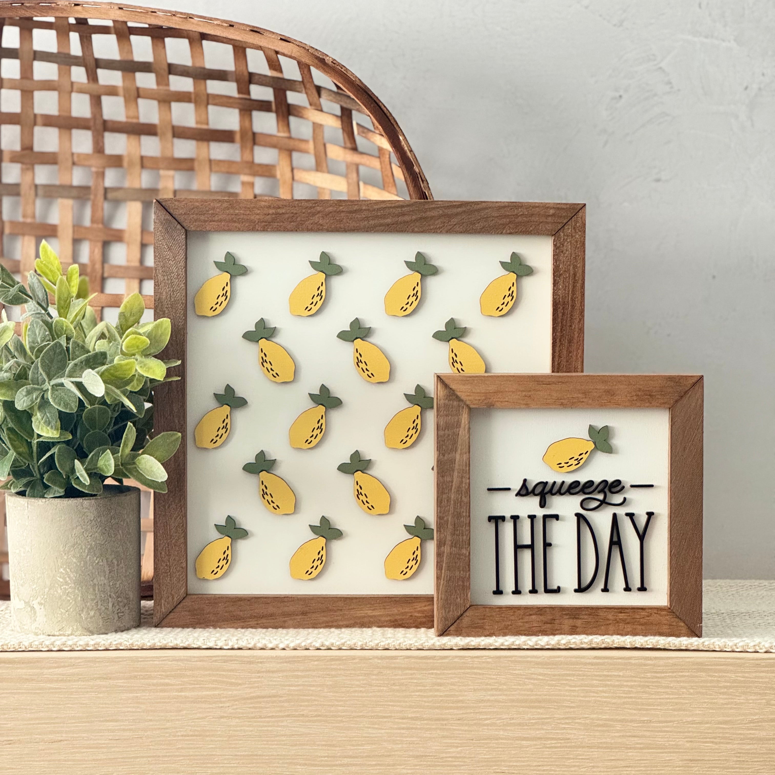 Squeeze The Day Wooden Framed Lemon Sign