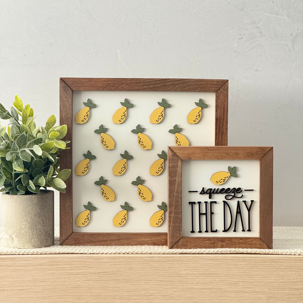 Squeeze The Day Wooden Framed Lemon Sign