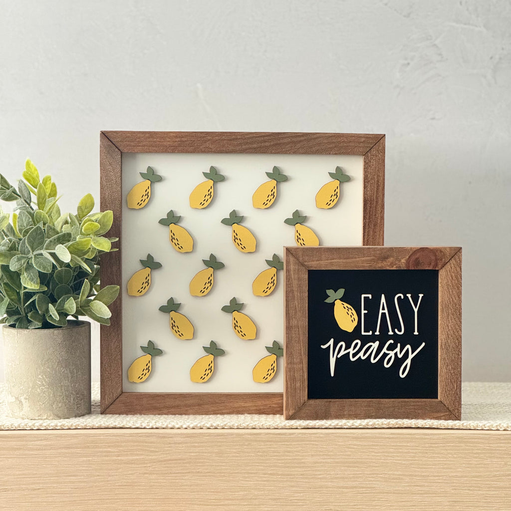 Easy Peasy Wooden Framed Lemon Sign