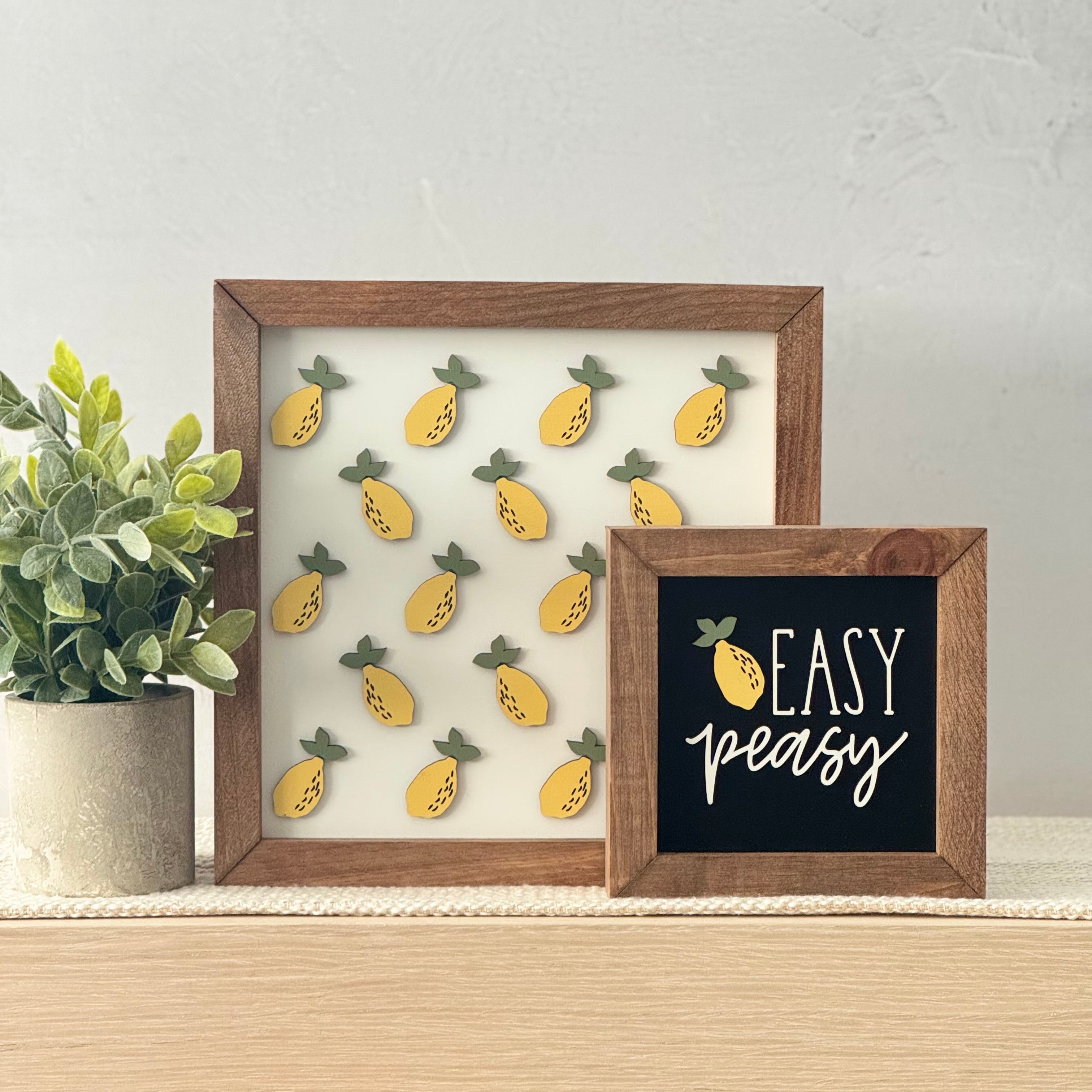 Easy Peasy Wooden Framed Lemon Sign