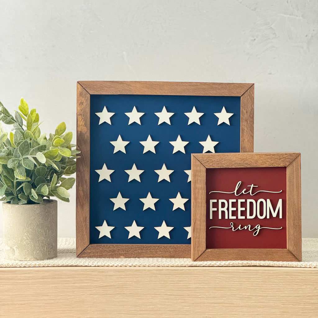 Let Freedom Ring Framed 4th of July Wooden Sign