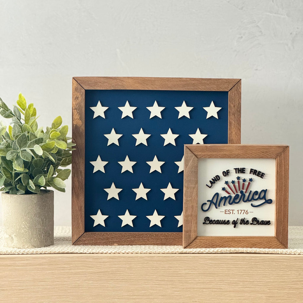 America Est. 1776 Framed 4th of July Wooden Sign