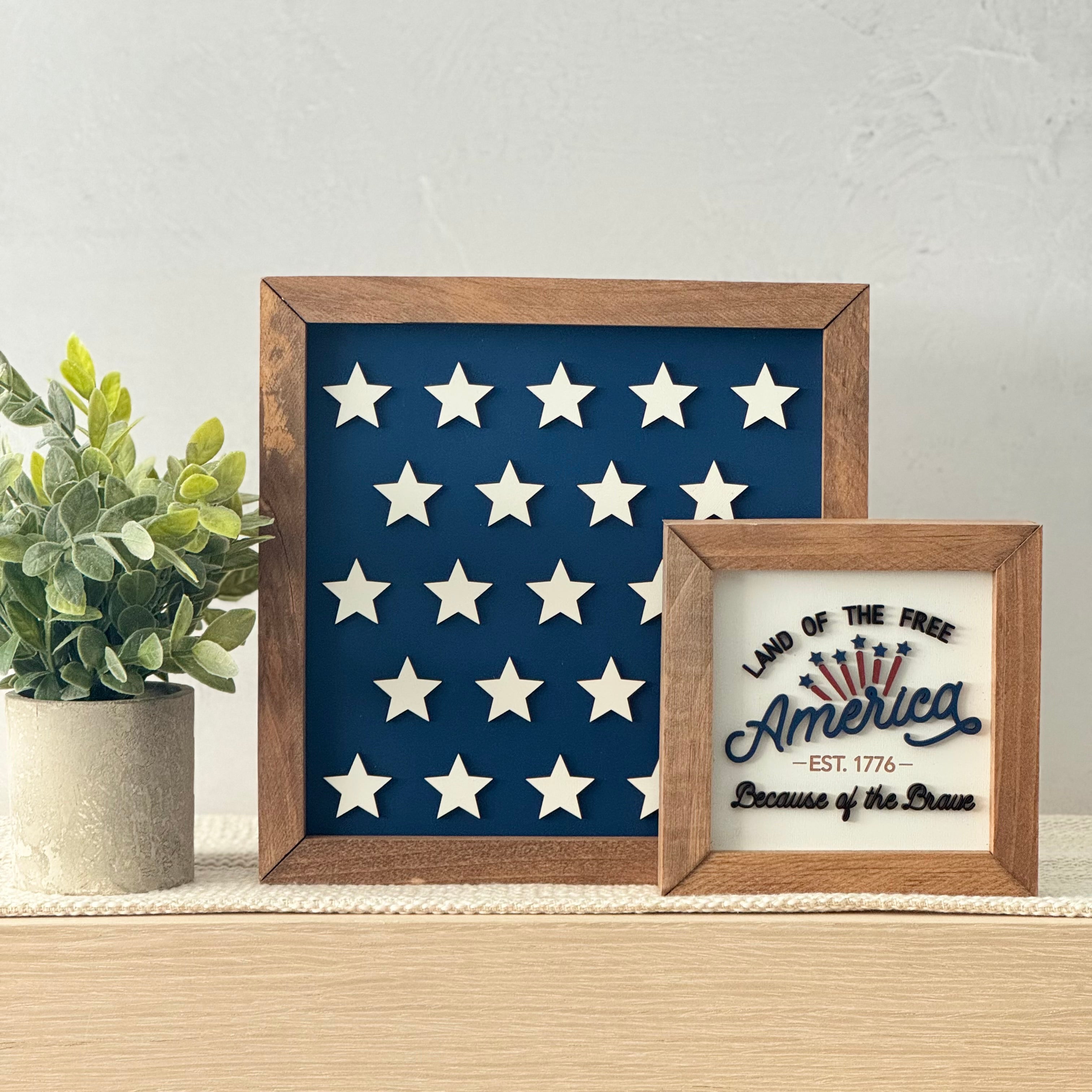 America Est. 1776 Framed 4th of July Wooden Sign
