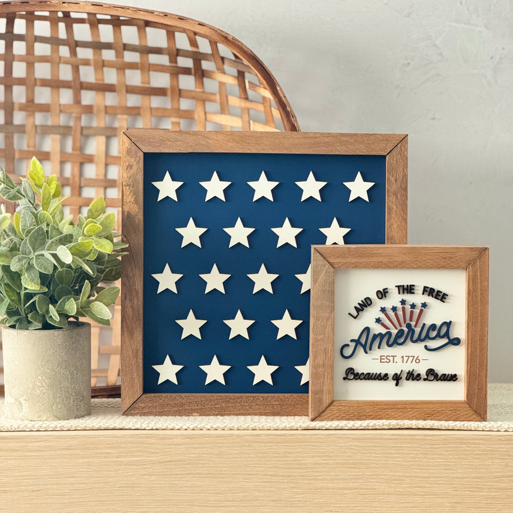 America Est. 1776 Framed 4th of July Wooden Sign