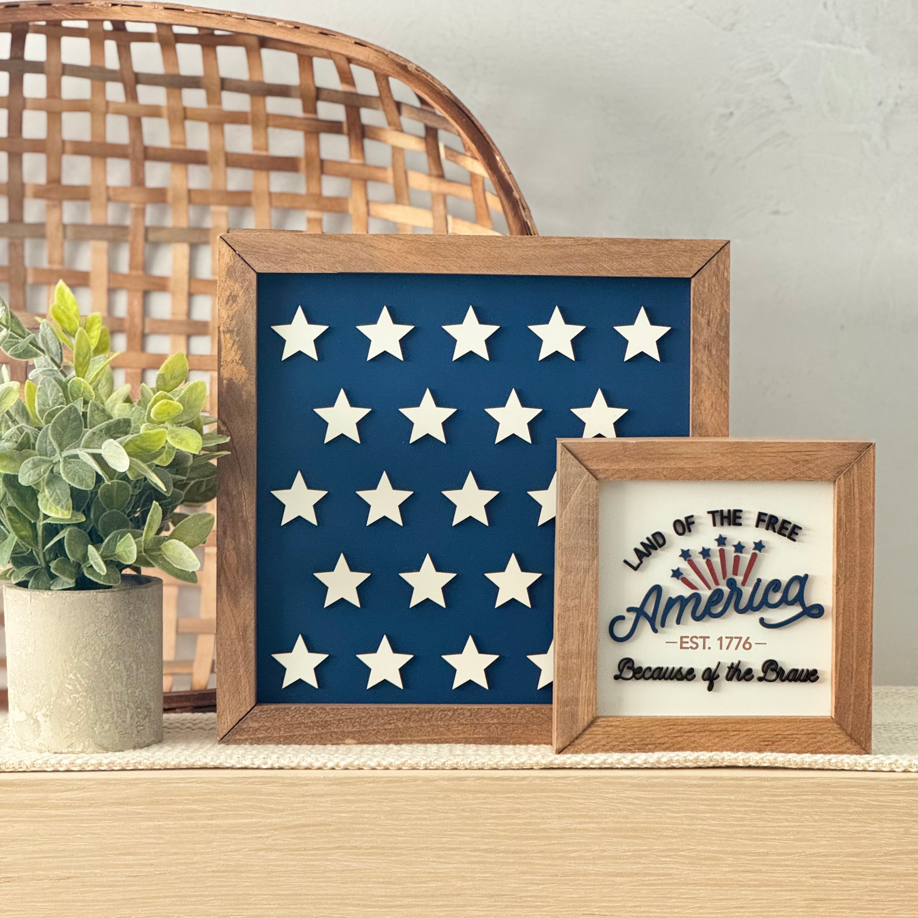 America Est. 1776 Framed 4th of July Wooden Sign
