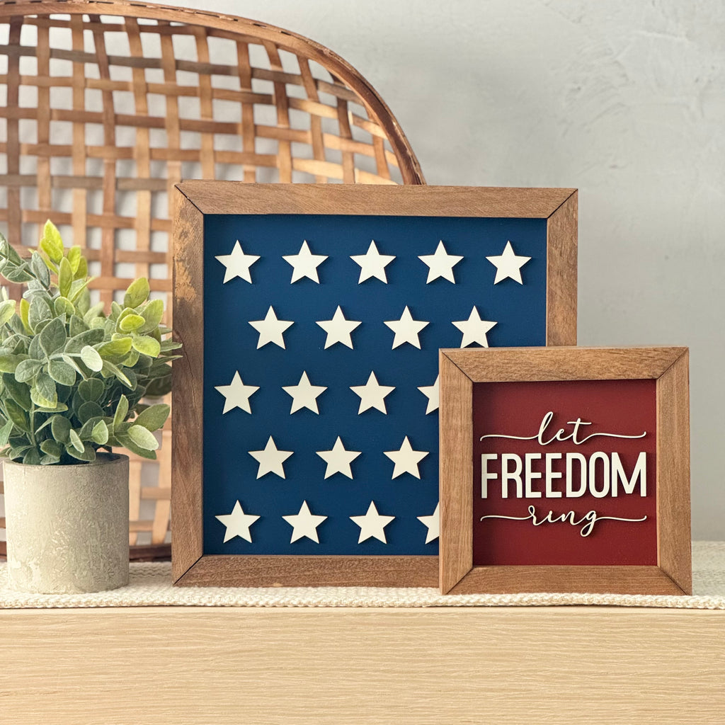 Let Freedom Ring Framed 4th of July Wooden Sign