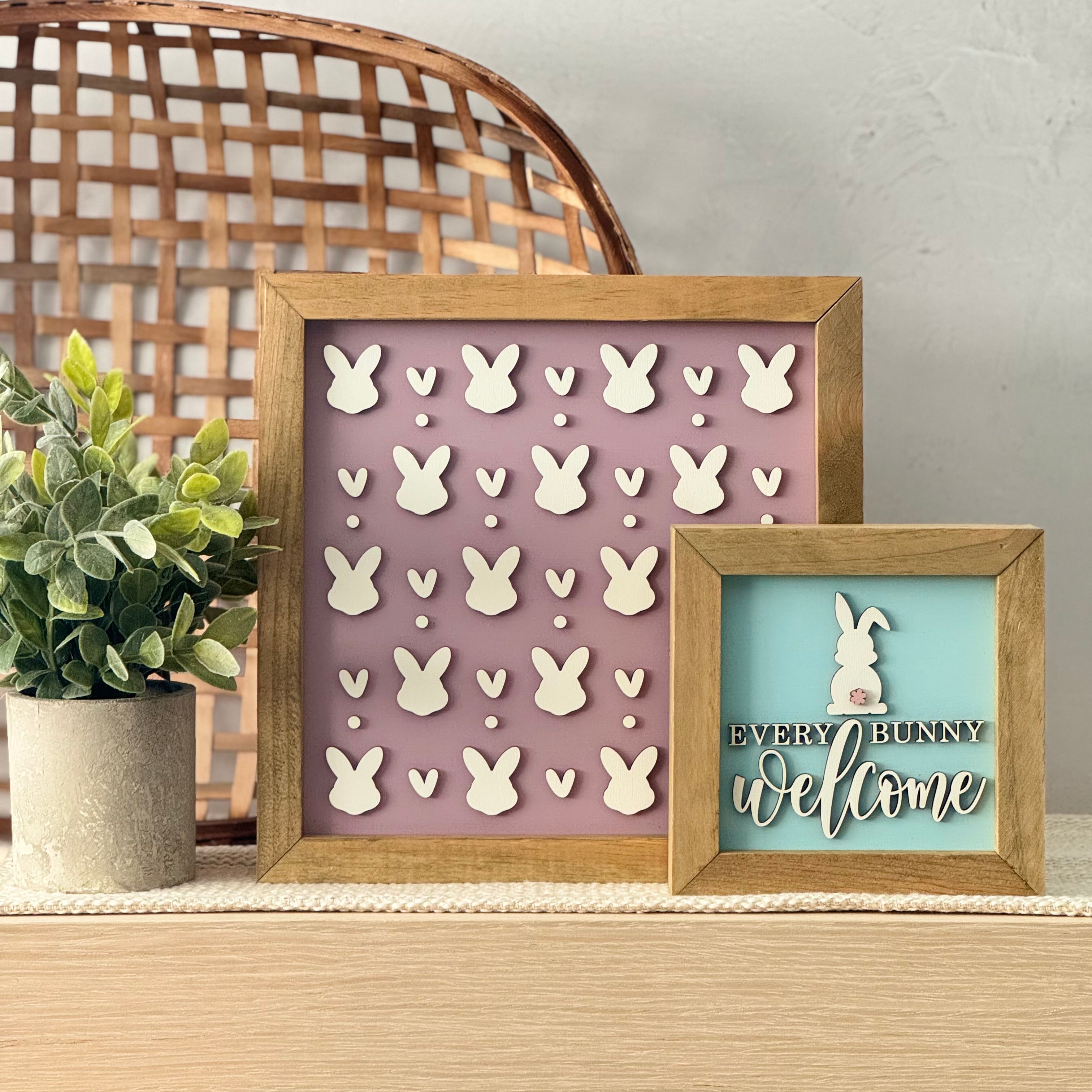 Welcome Every Bunny Framed Pastel Easter Wooden Sign