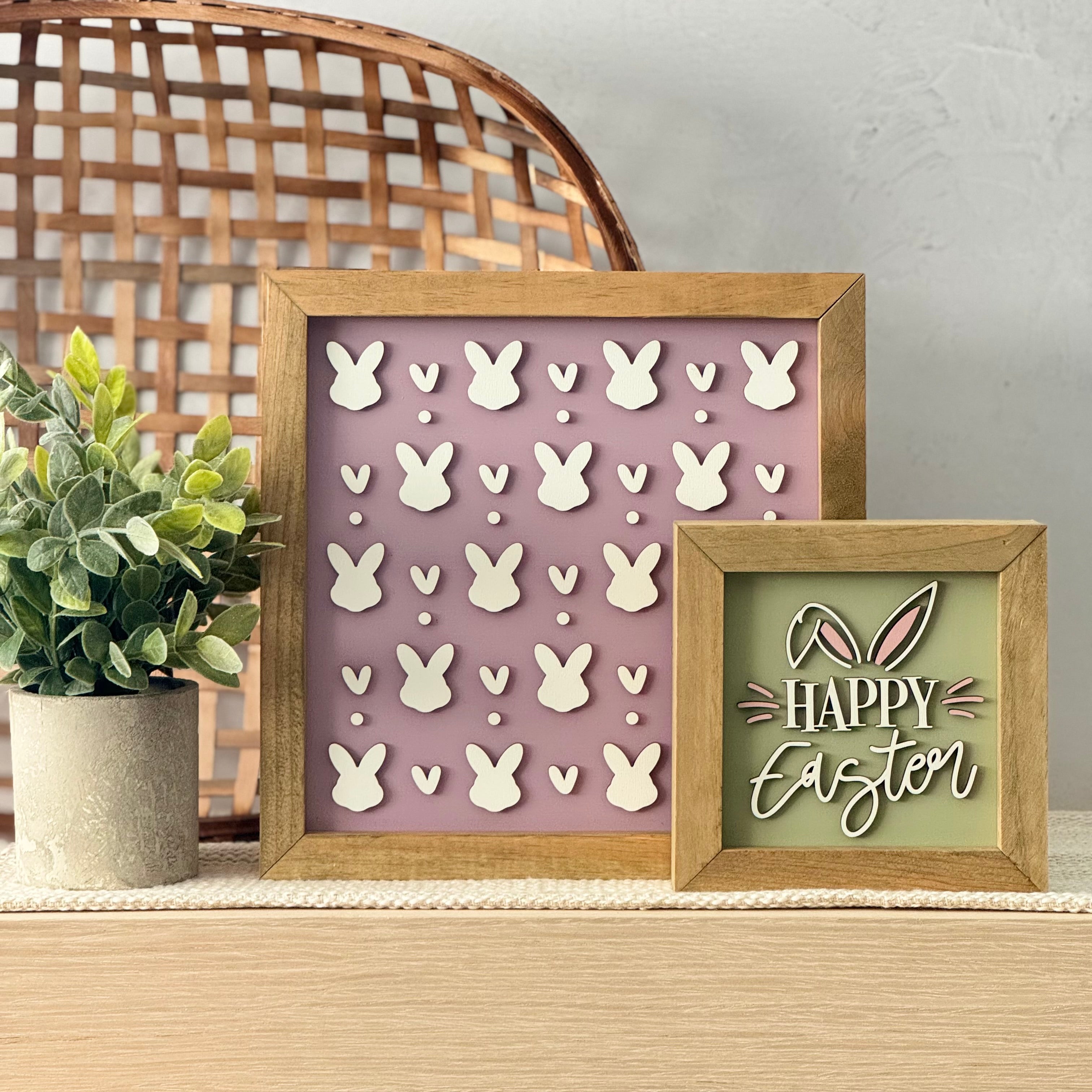 Happy Easter Framed Pastel Easter Wooden Sign