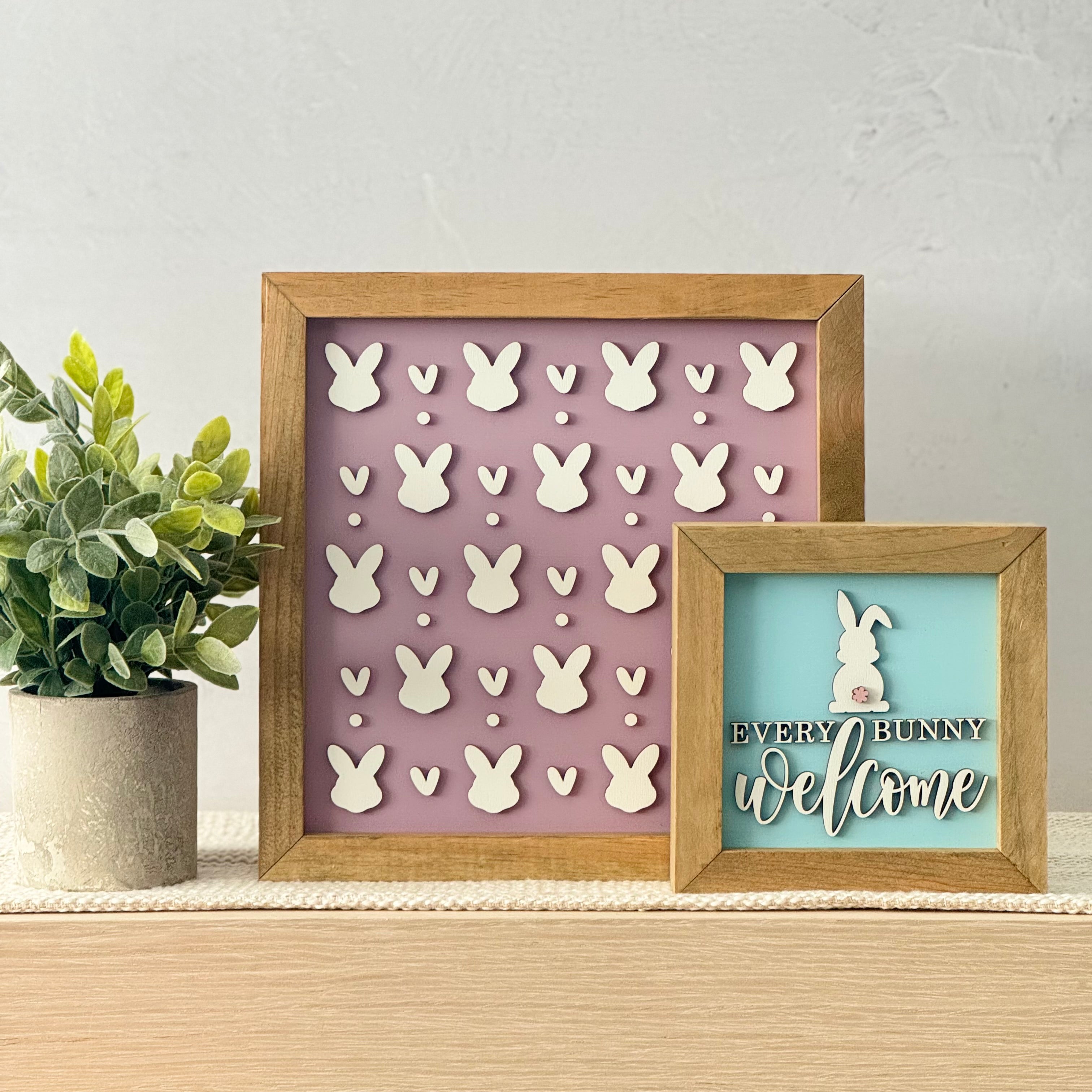 Welcome Every Bunny Framed Pastel Easter Wooden Sign