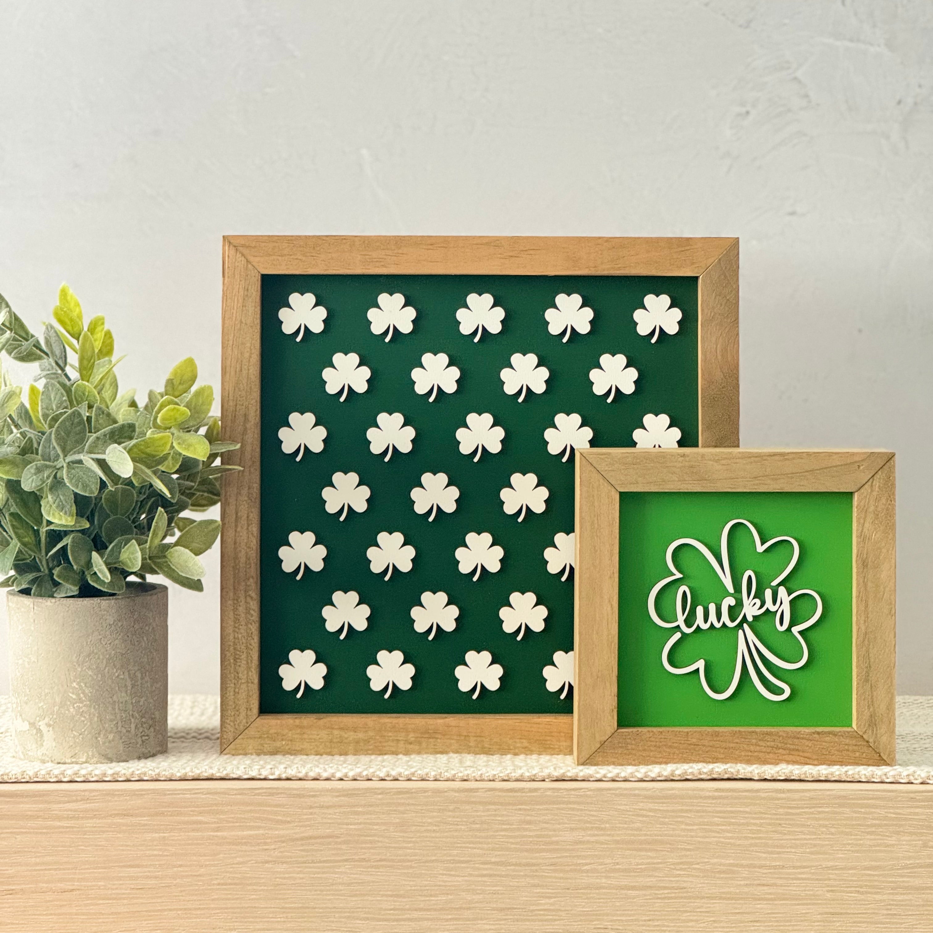 Lucky Shamrock Framed St. Patrick’s Day Wooden Sign