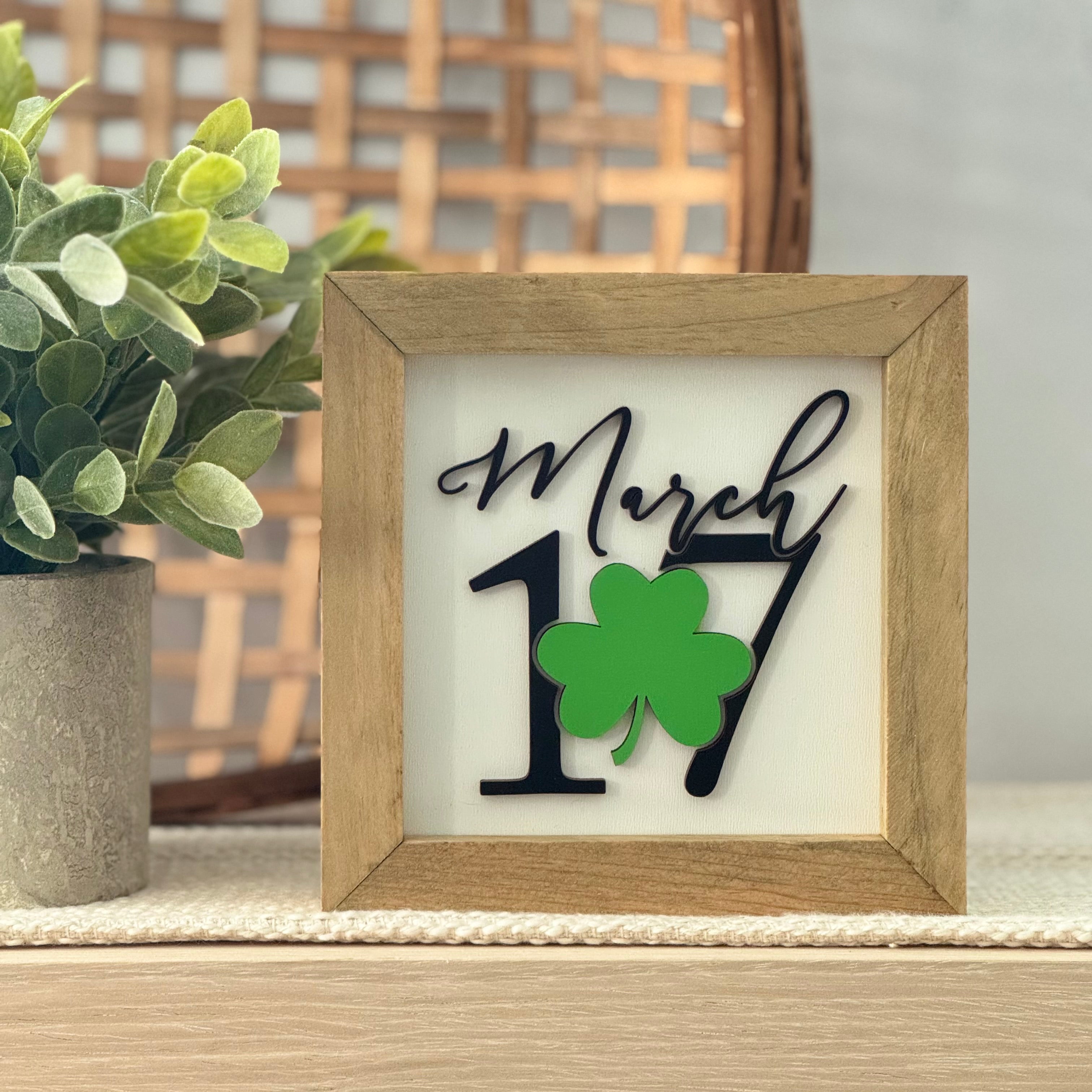 March 17 Framed St. Patrick’s Day Wooden Sign