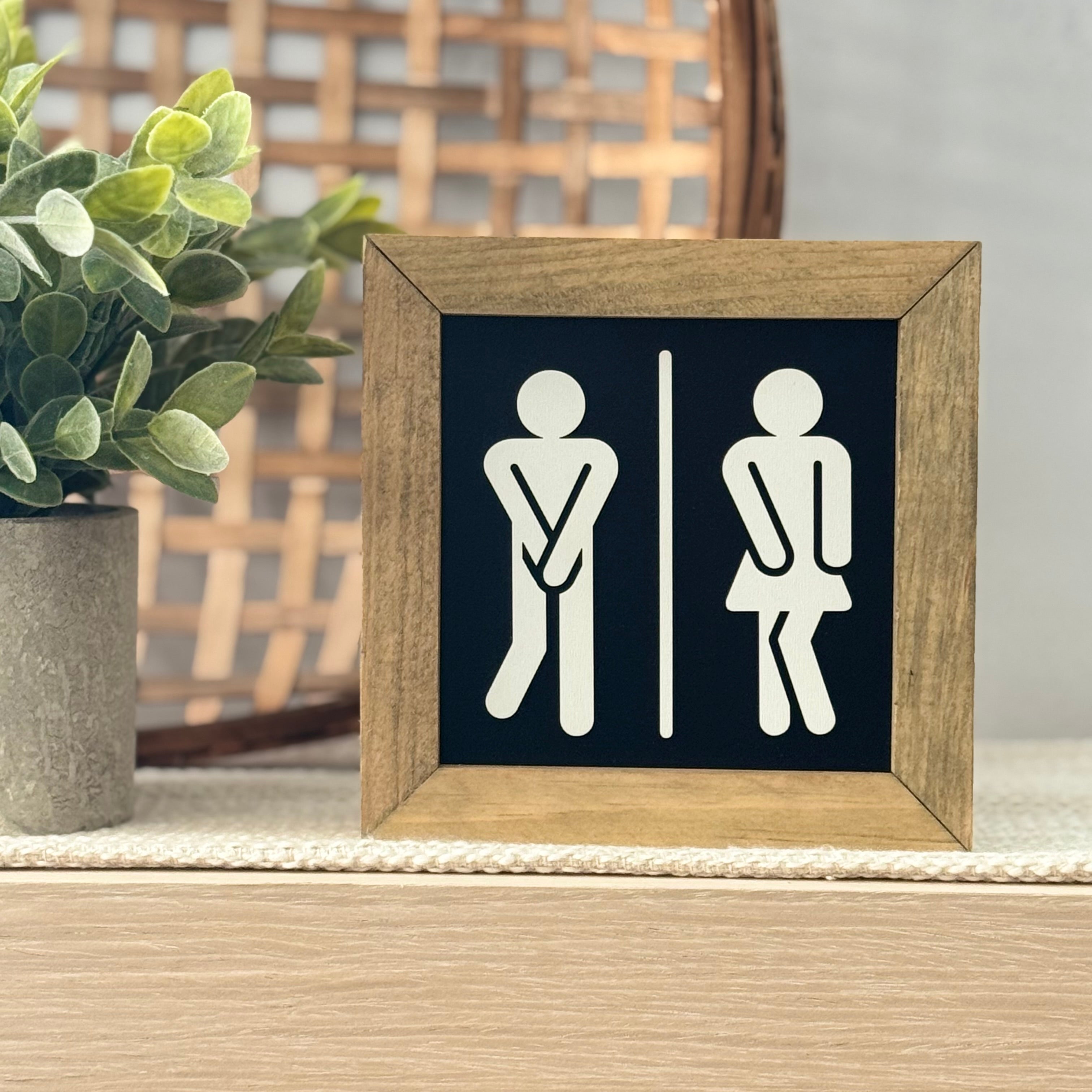 Mini Framed Bathroom Sign