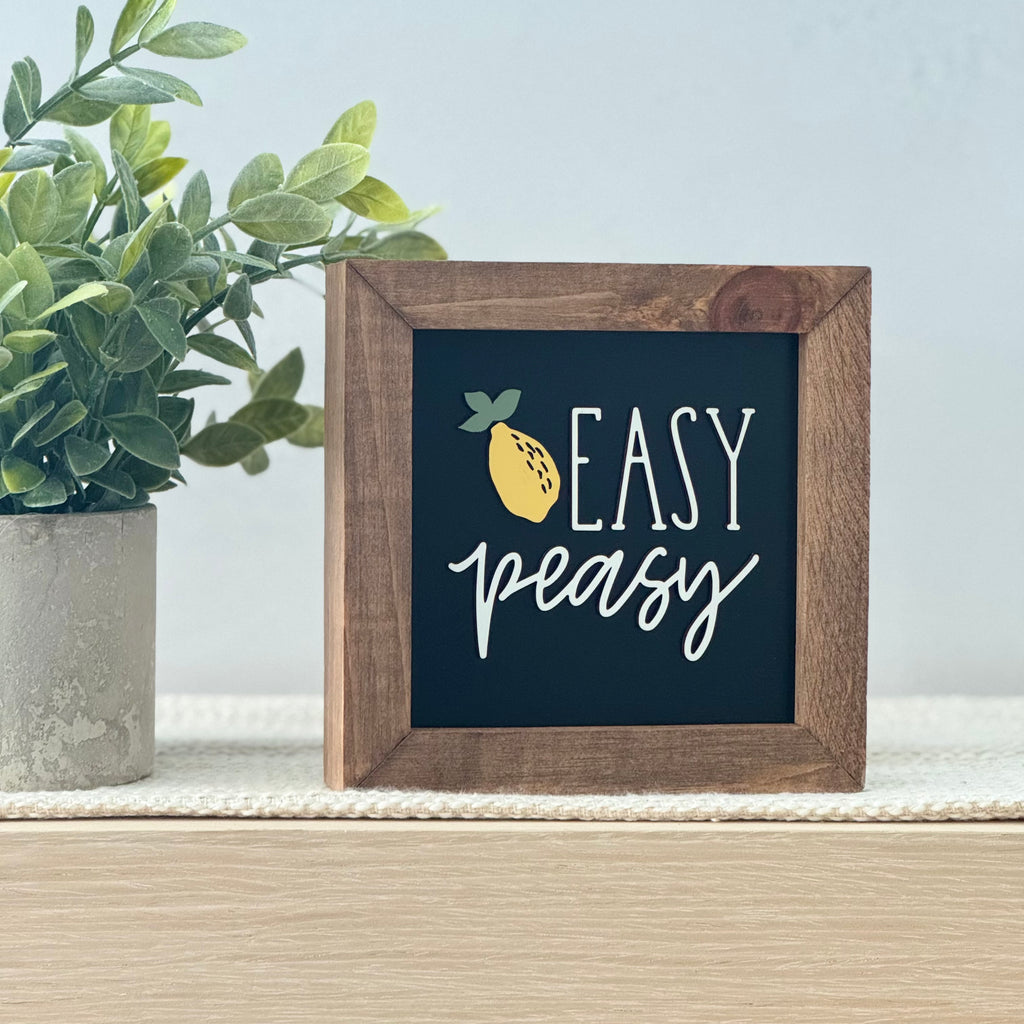 Easy Peasy Wooden Framed Lemon Sign