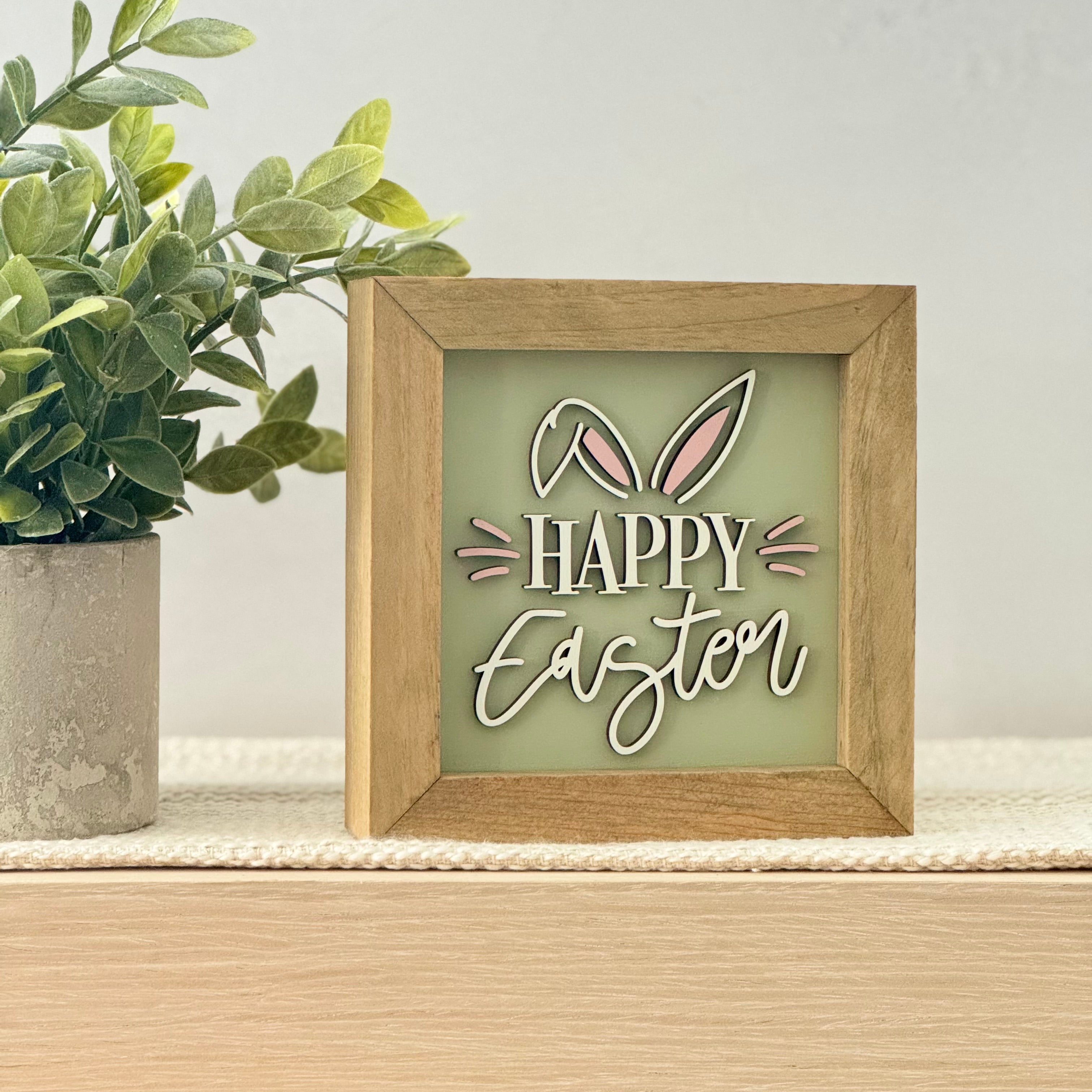 Happy Easter Framed Pastel Easter Wooden Sign