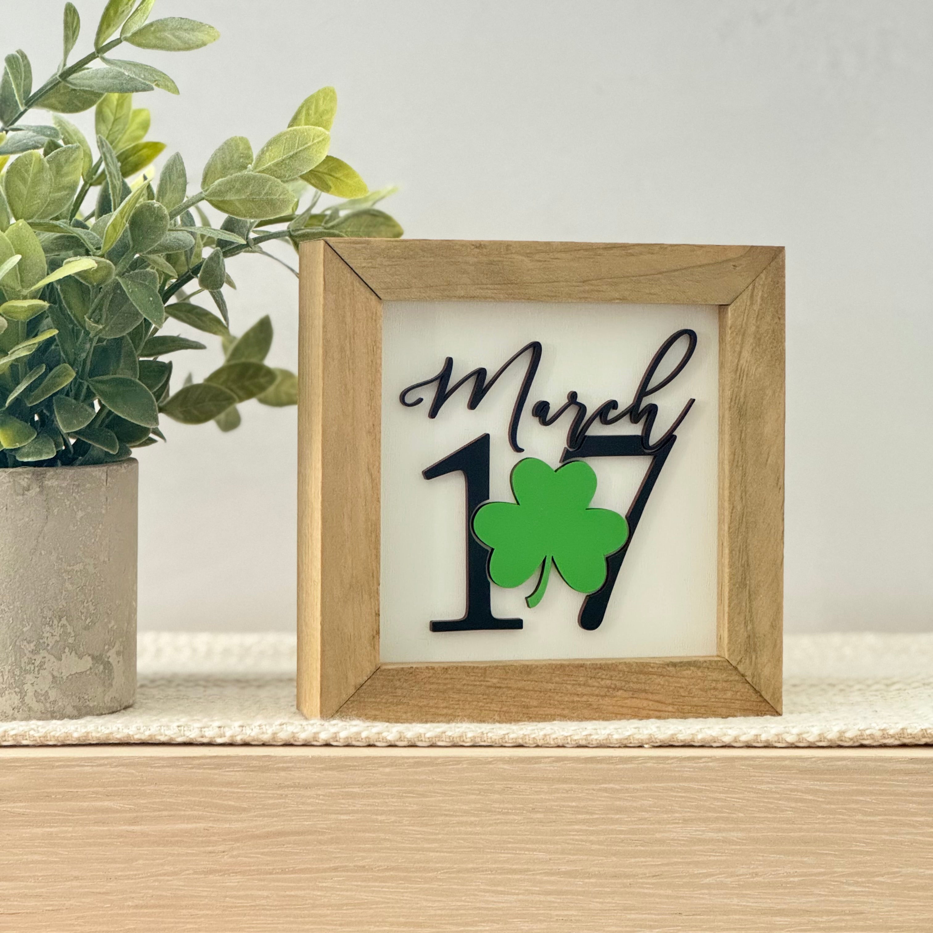 March 17 Framed St. Patrick’s Day Wooden Sign