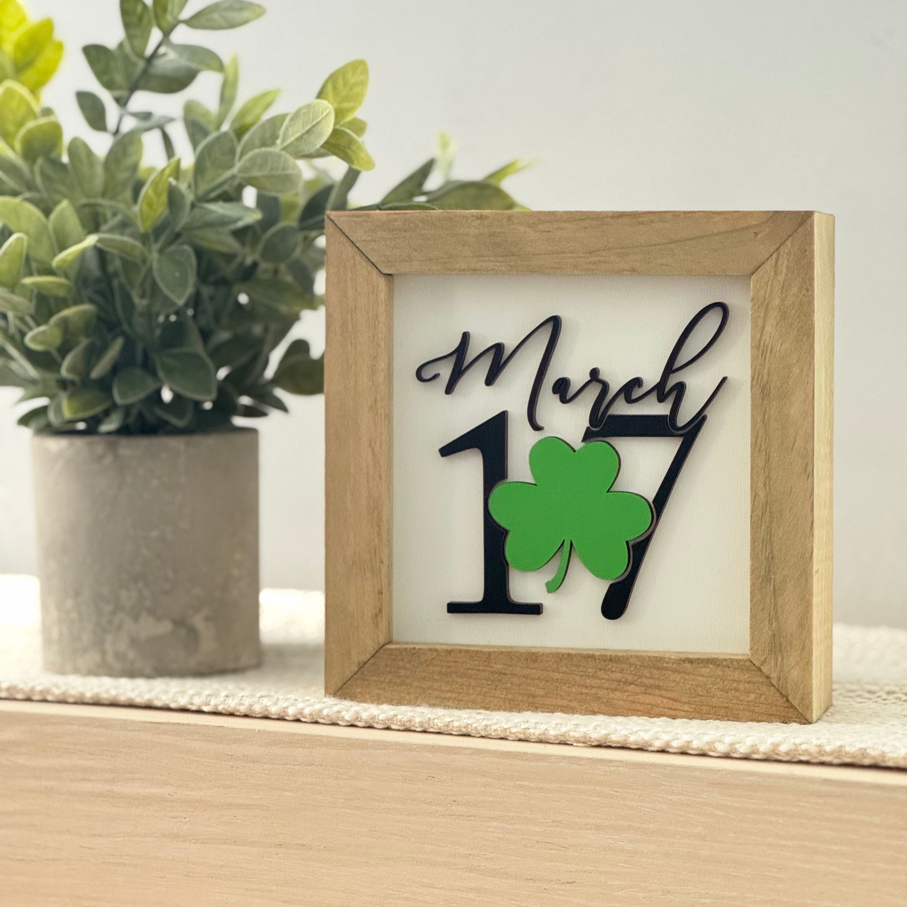 March 17 Framed St. Patrick’s Day Wooden Sign
