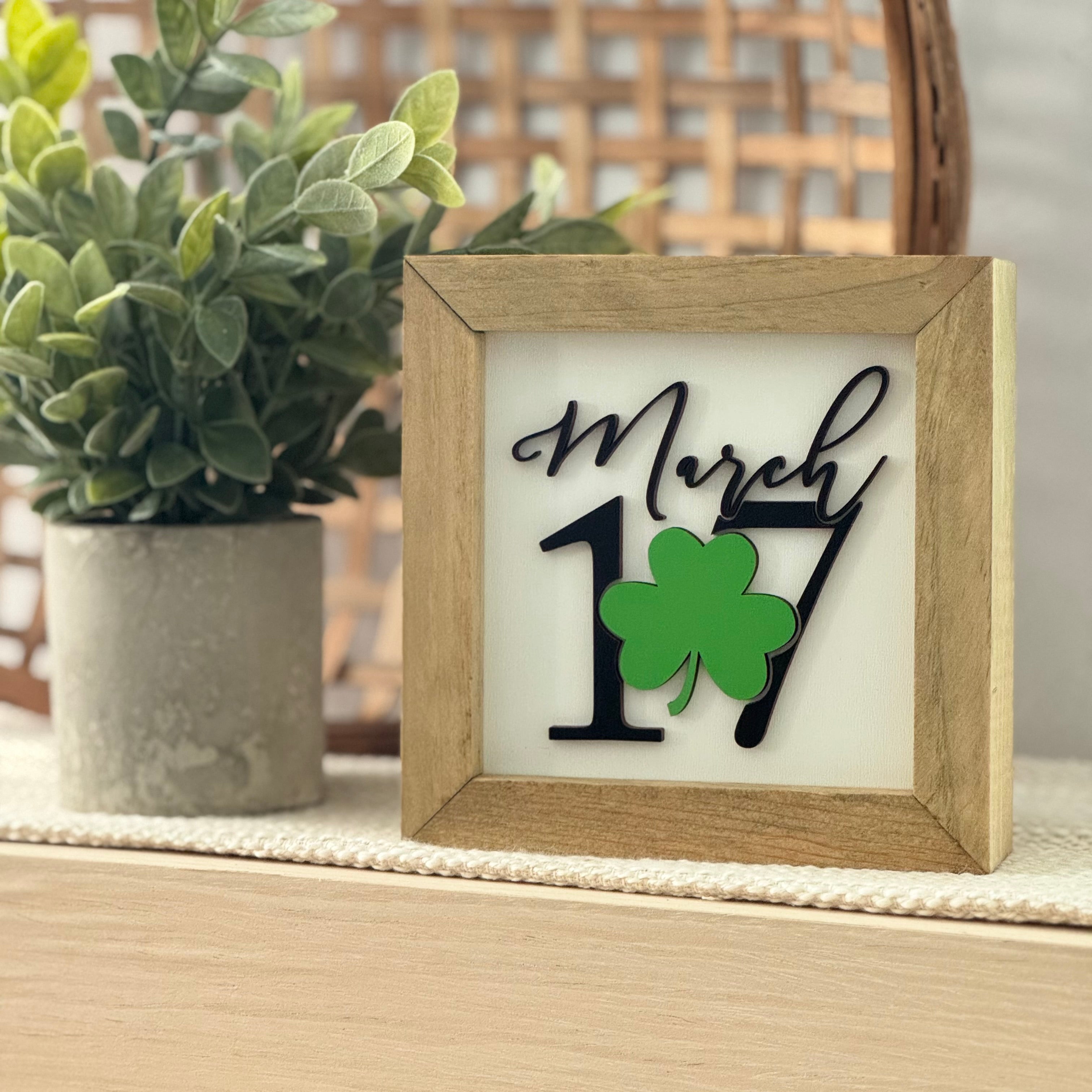 March 17 Framed St. Patrick’s Day Wooden Sign