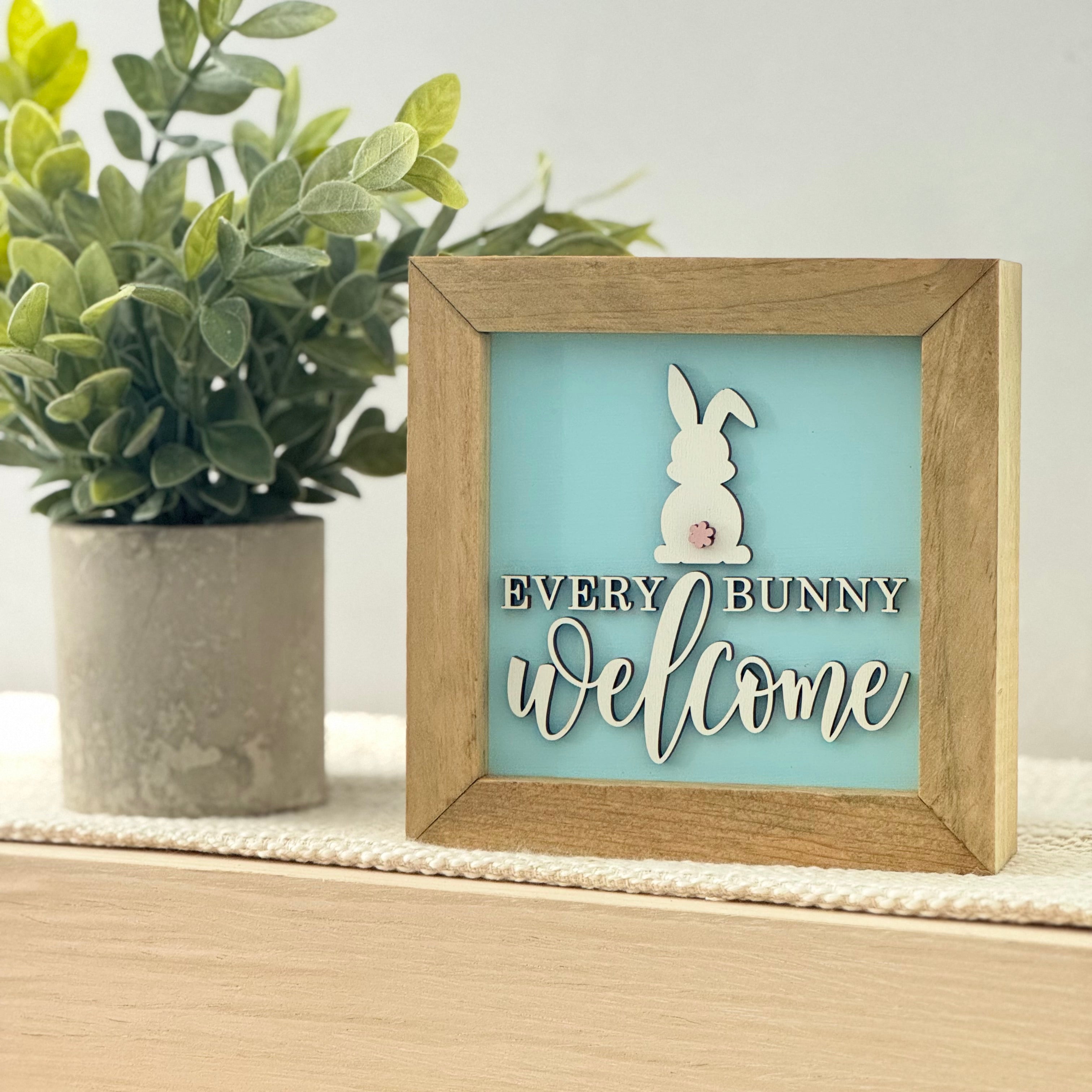 Welcome Every Bunny Framed Pastel Easter Wooden Sign