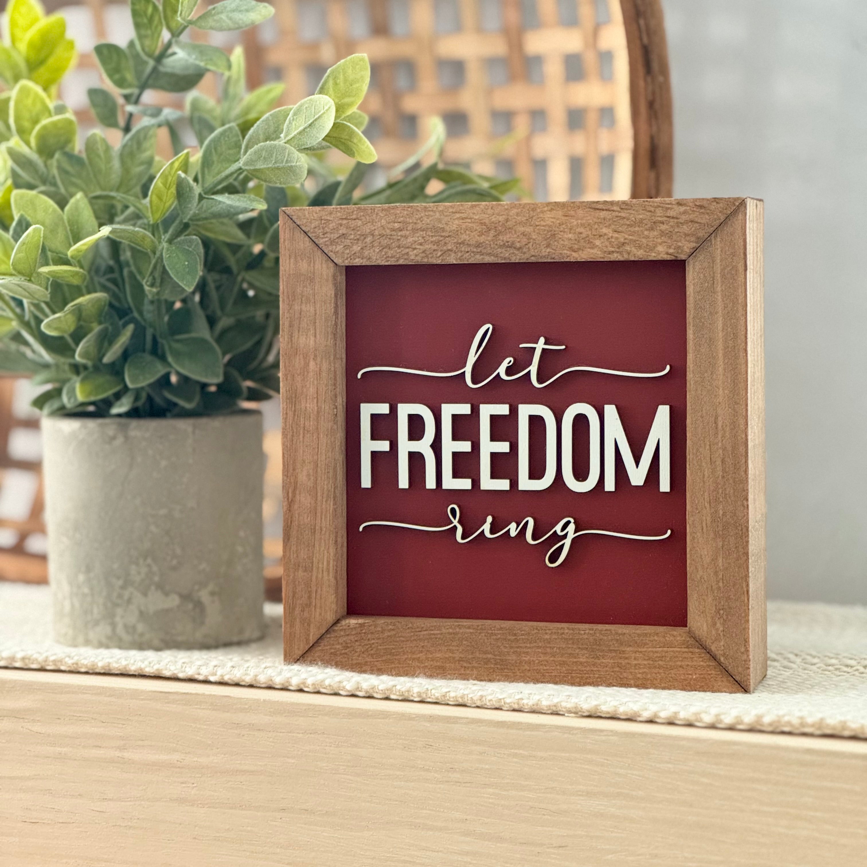 Let Freedom Ring Framed 4th of July Wooden Sign