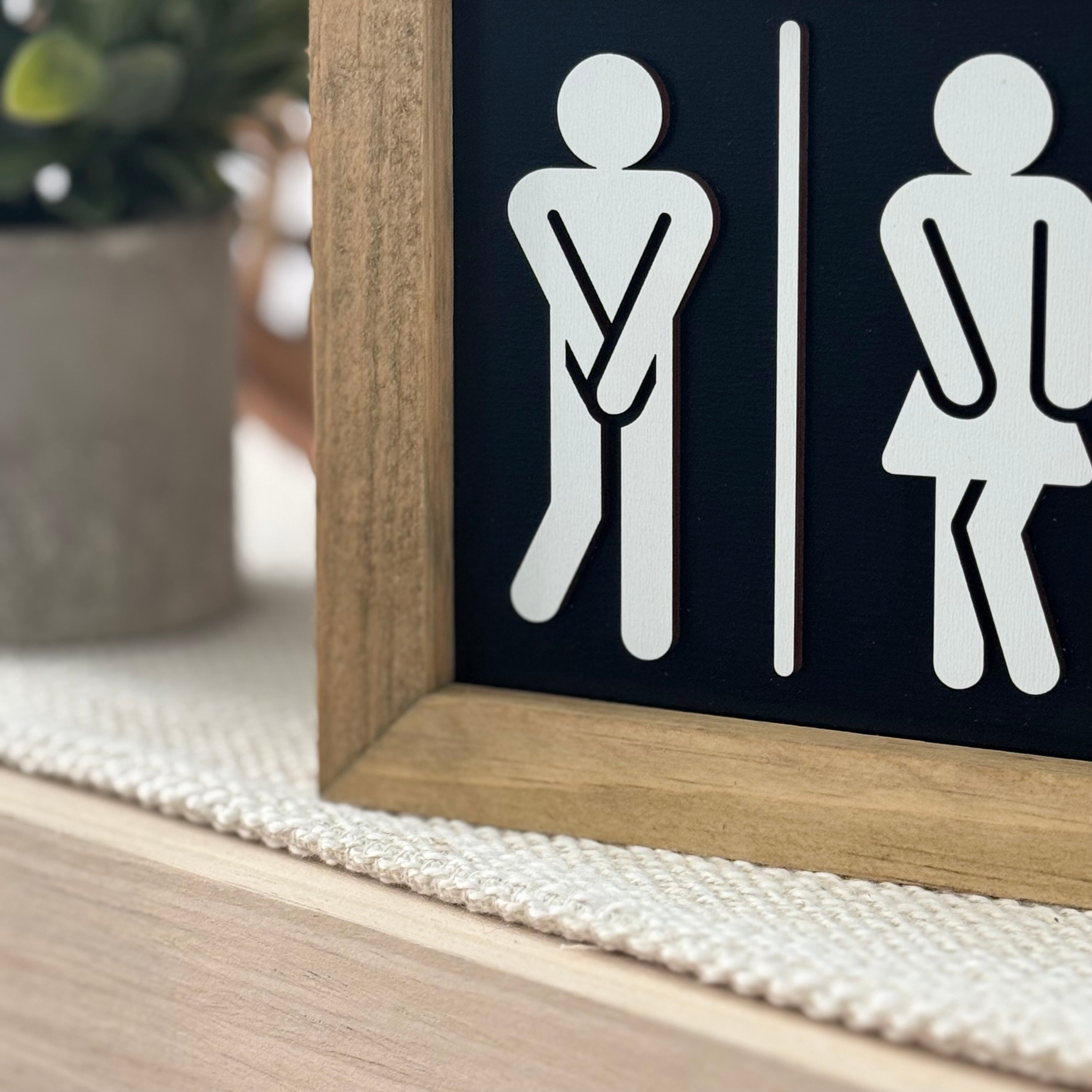 Mini Framed Bathroom Sign