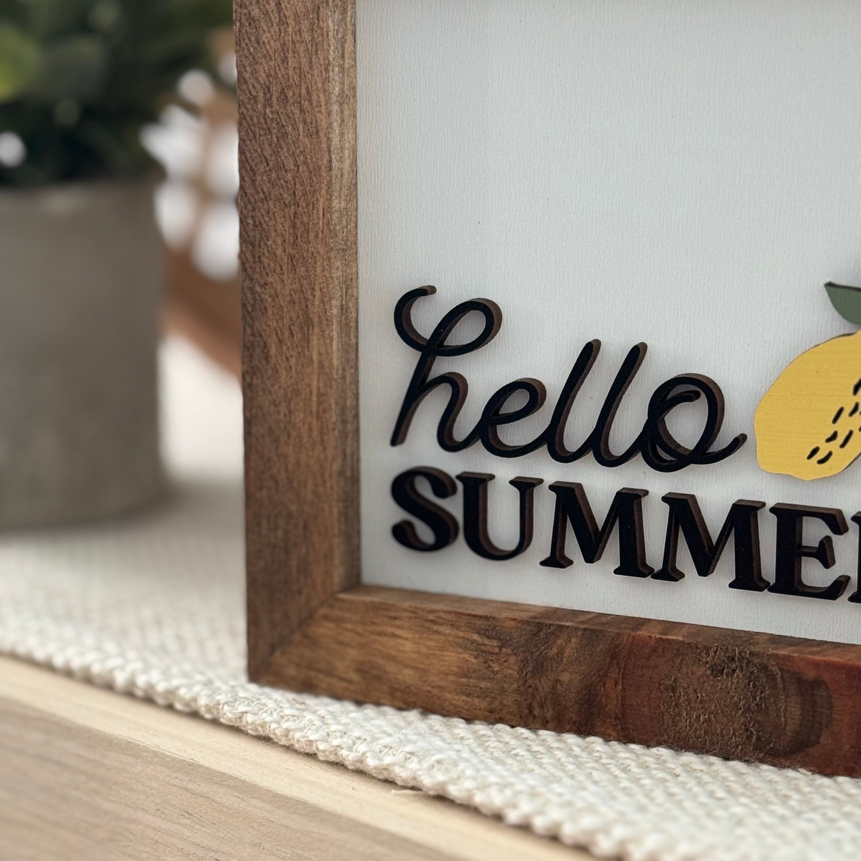 Hello Summer Wooden Framed Lemon Sign